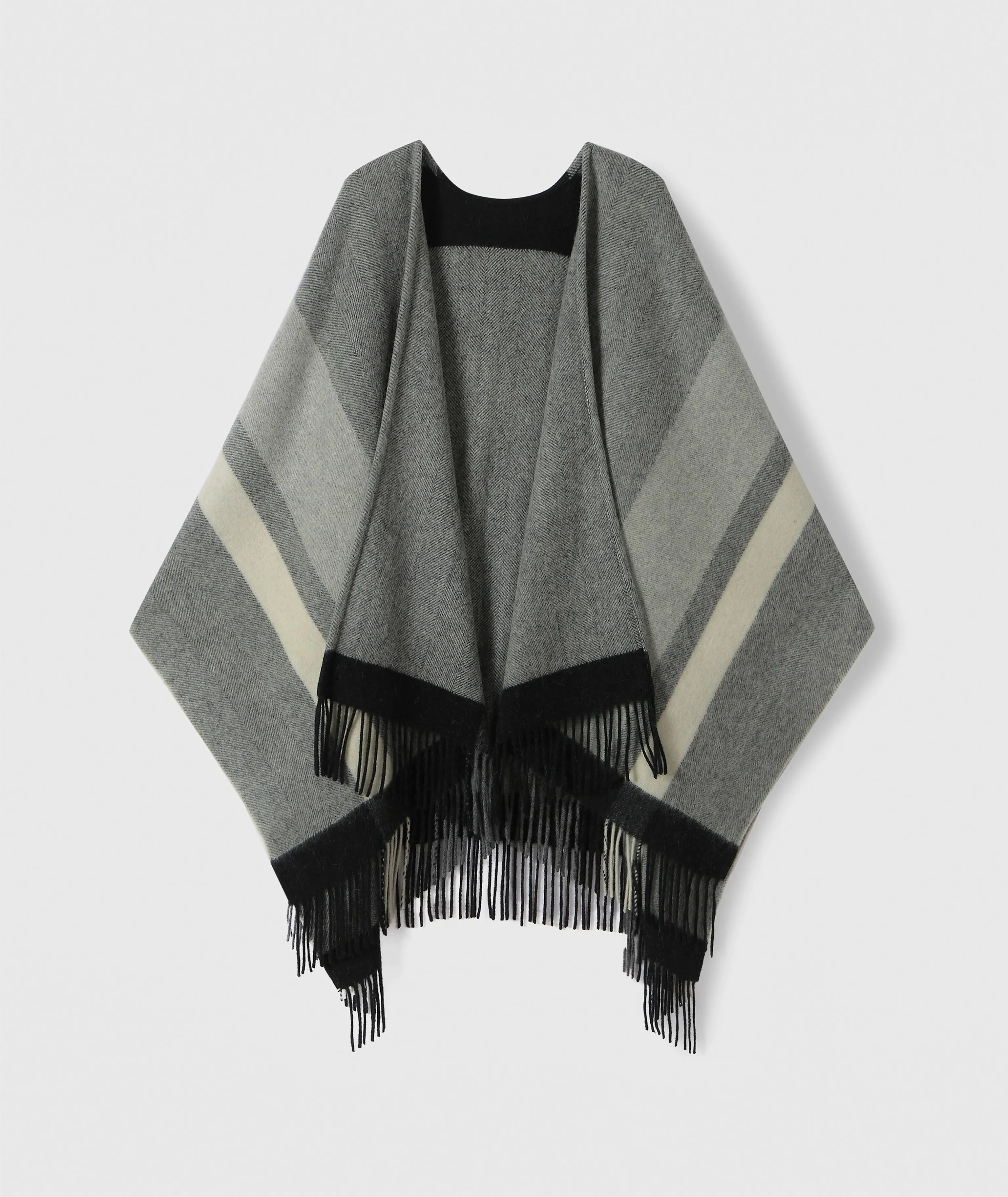 Lambswool Striped Fringe Shawl - Image 6