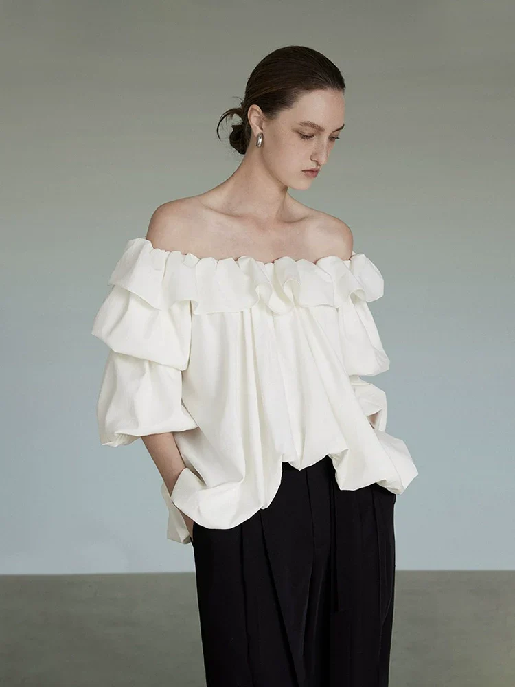 Lantern Sleeve Ruffle Top