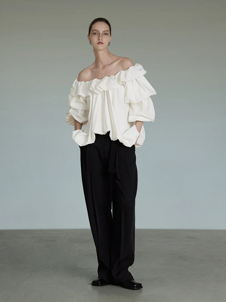 Lantern Sleeve Ruffle Top - Image 2