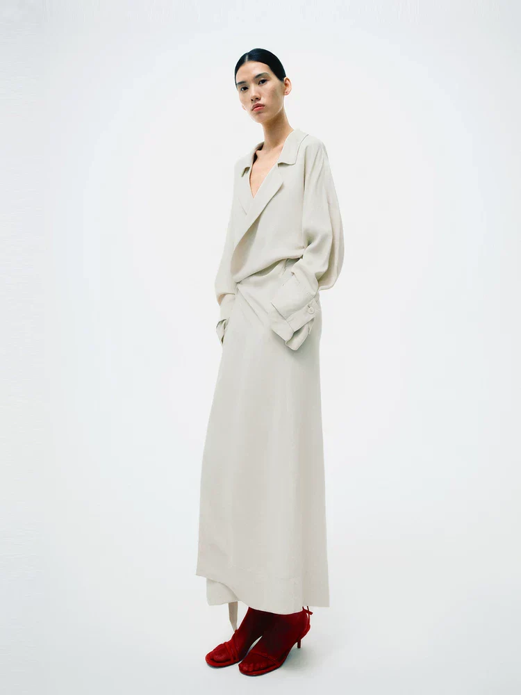 Lapel Wrap Maxi Dress