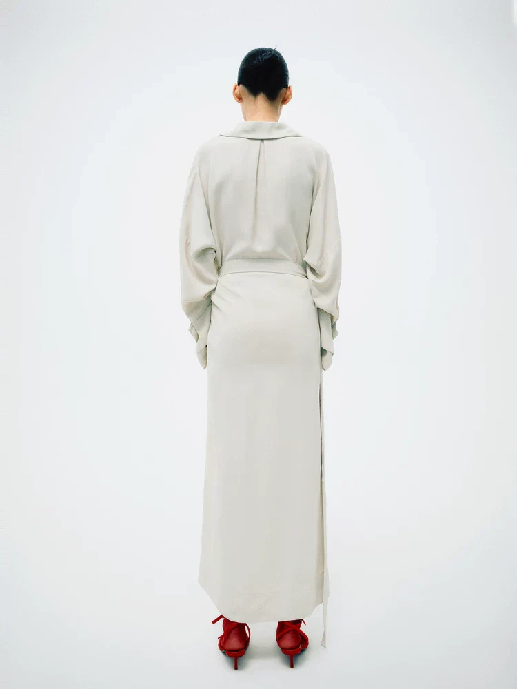 Lapel Wrap Maxi Dress - Image 2