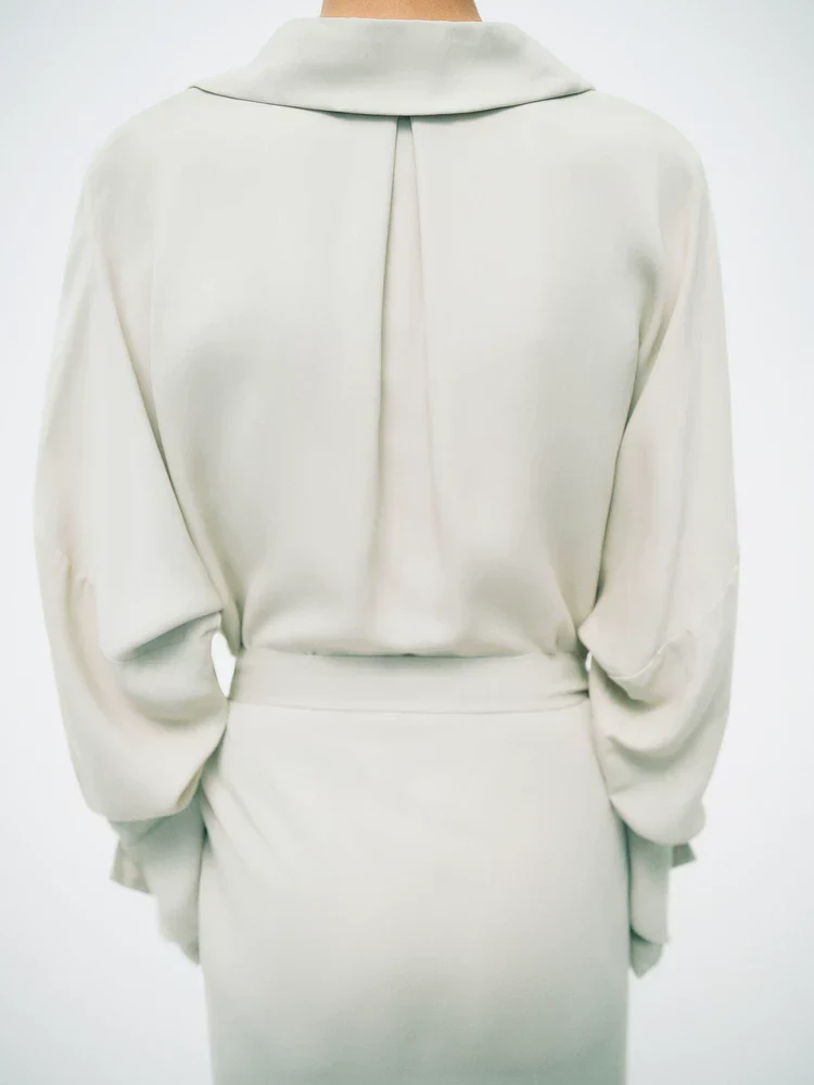 Lapel Wrap Maxi Dress - Image 4
