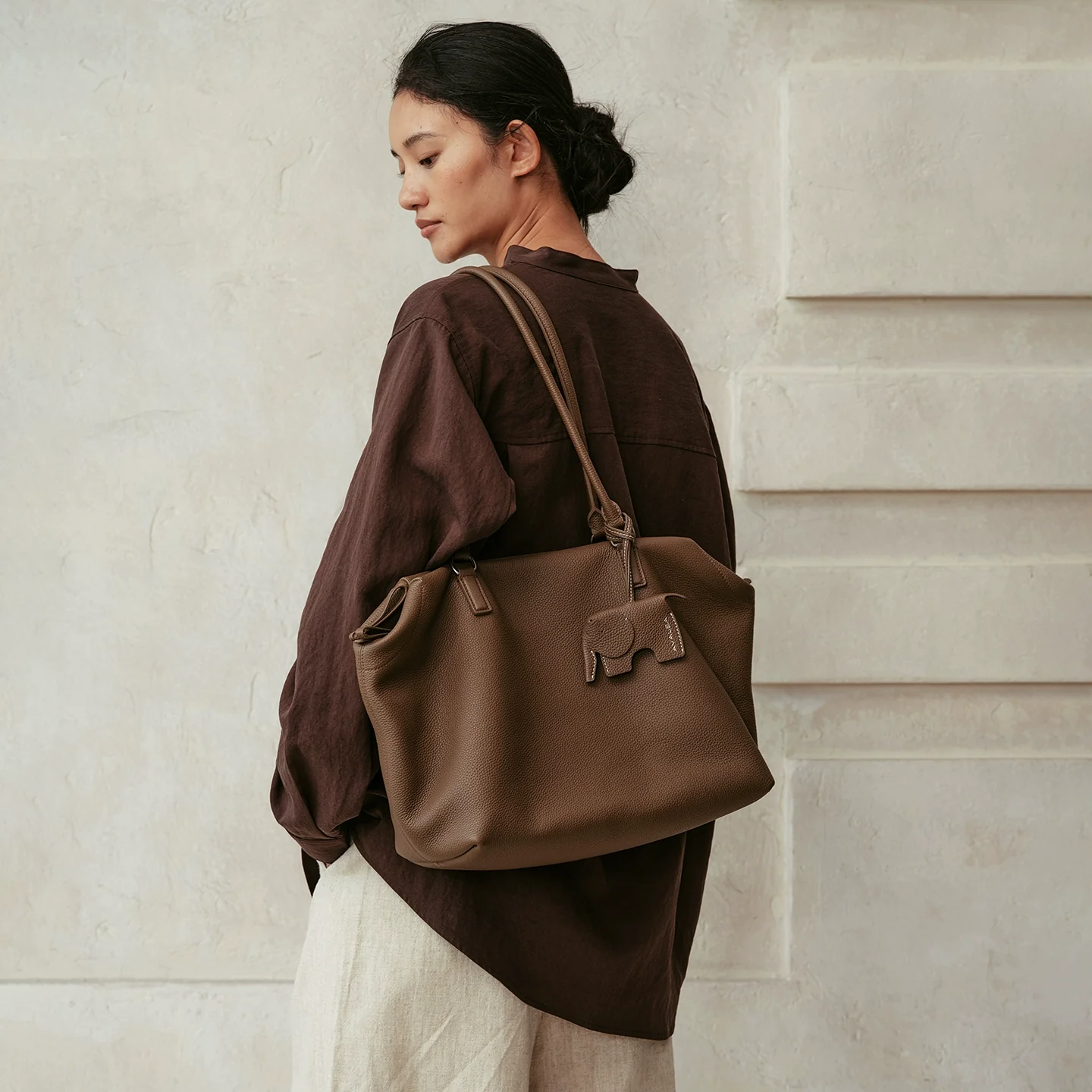 Large Togo Leather Tote - Image 5