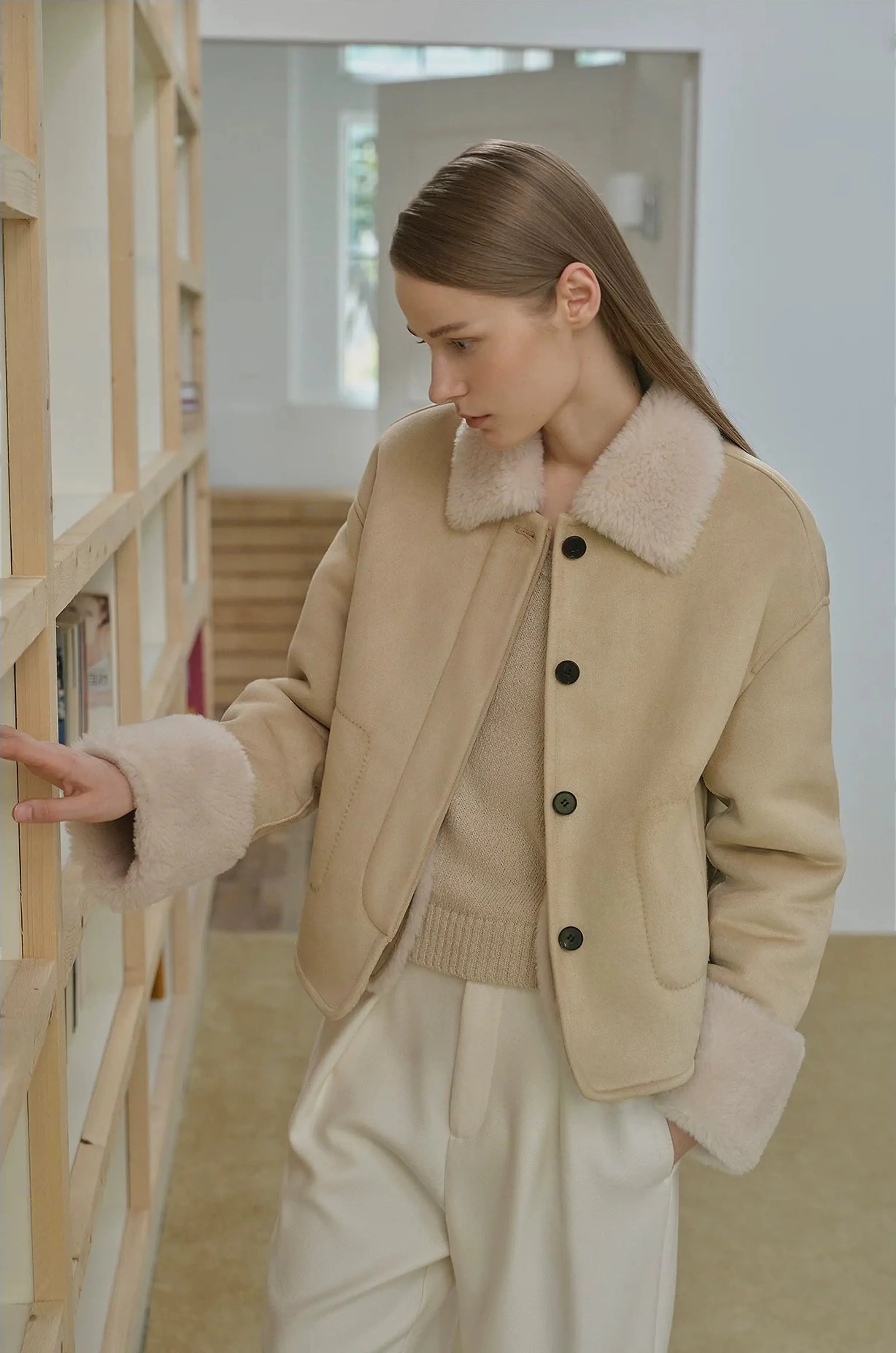 Latte Shearling Jacket