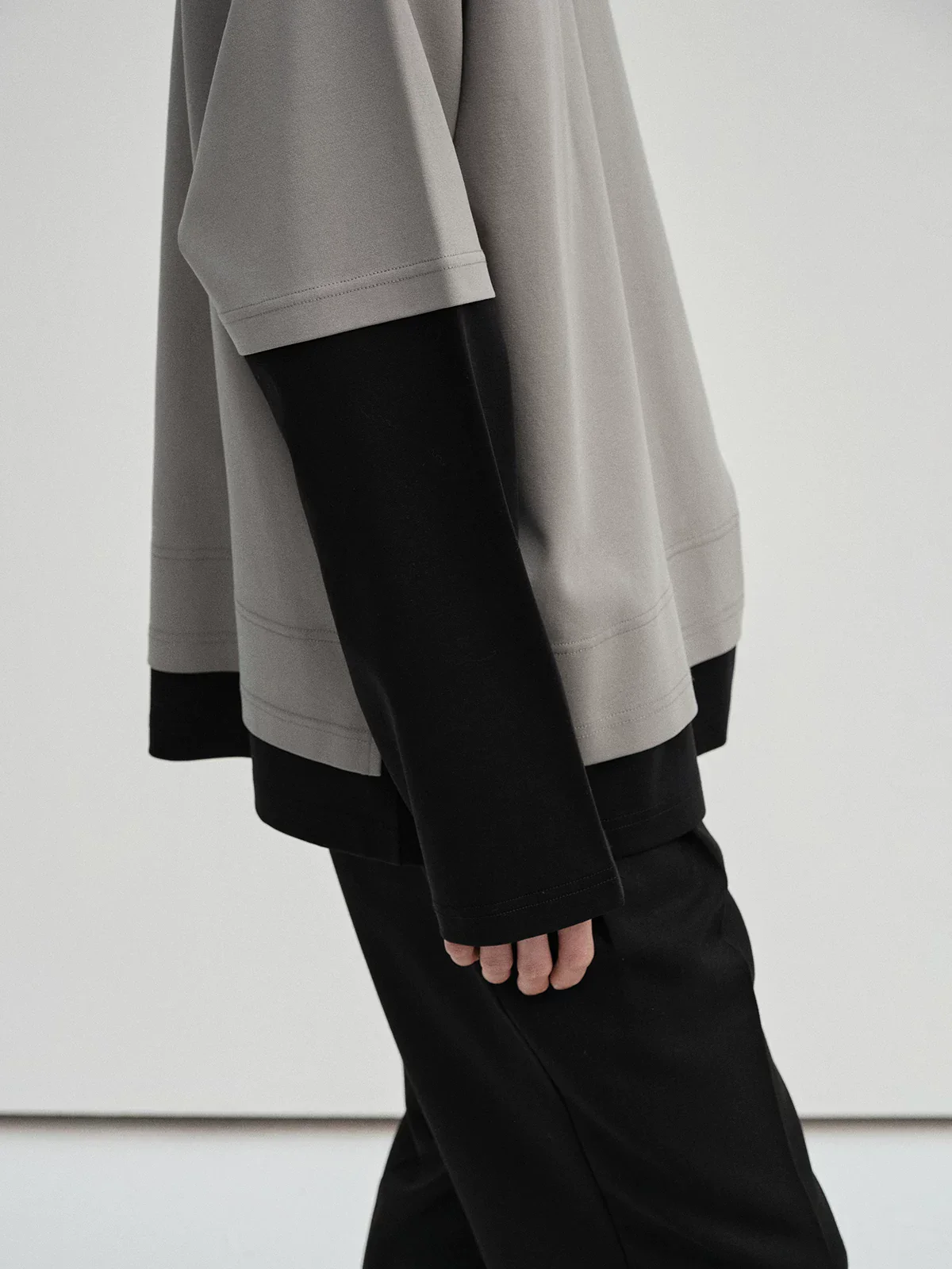 Layered Color-Block Long Sleeve Tee - Image 2