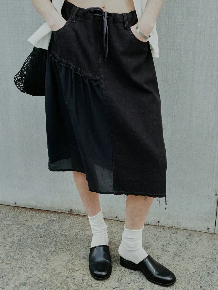Layered Drawstring Midi Skirt