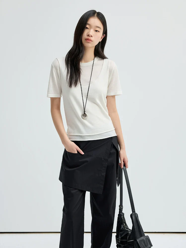 Layered-Neck Knit Tee - Image 4