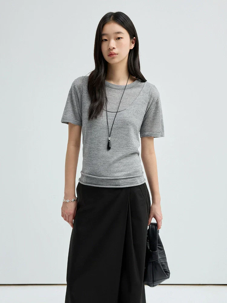 Layered-Neck Knit Tee - Image 5