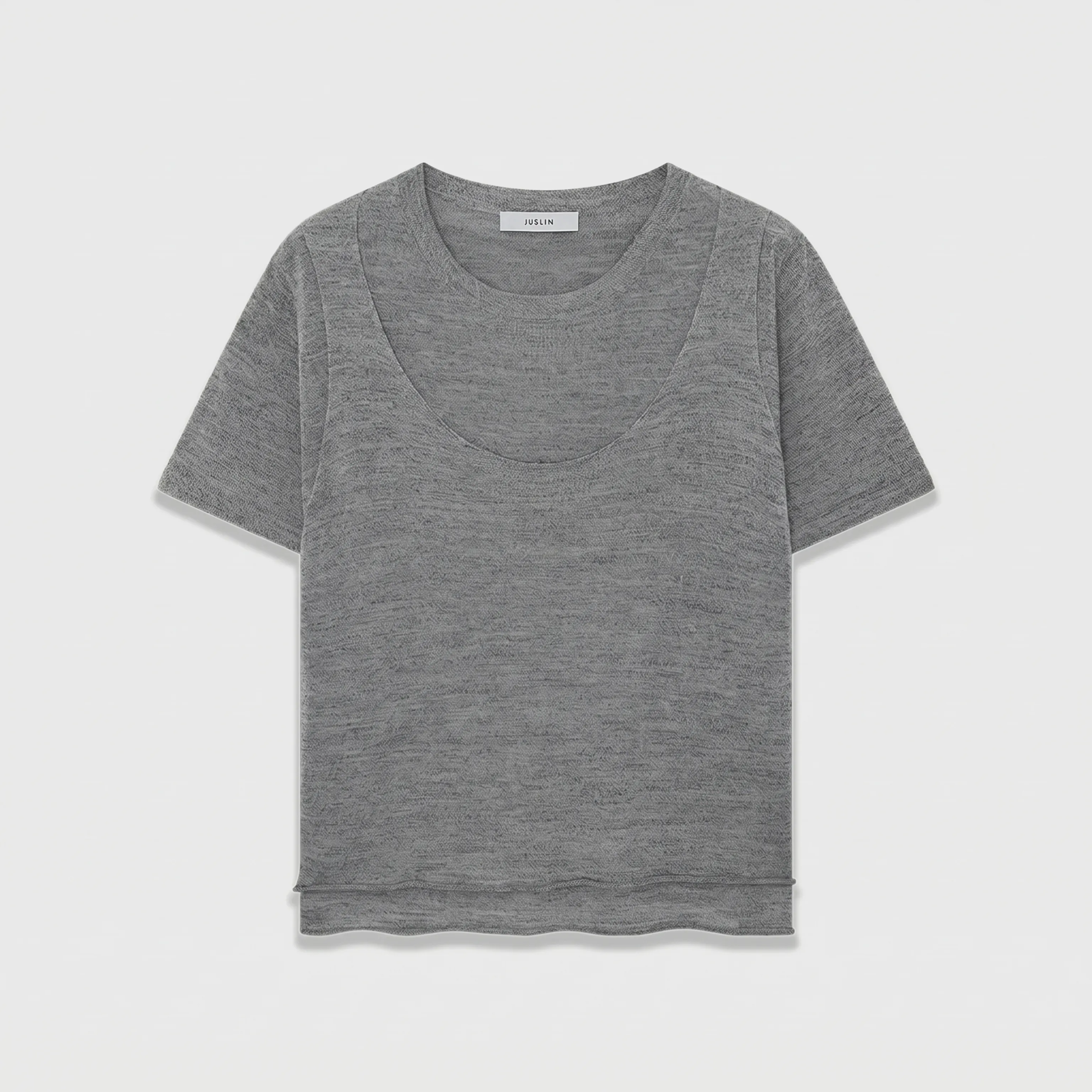 Layered-Neck Knit Tee - Image 7
