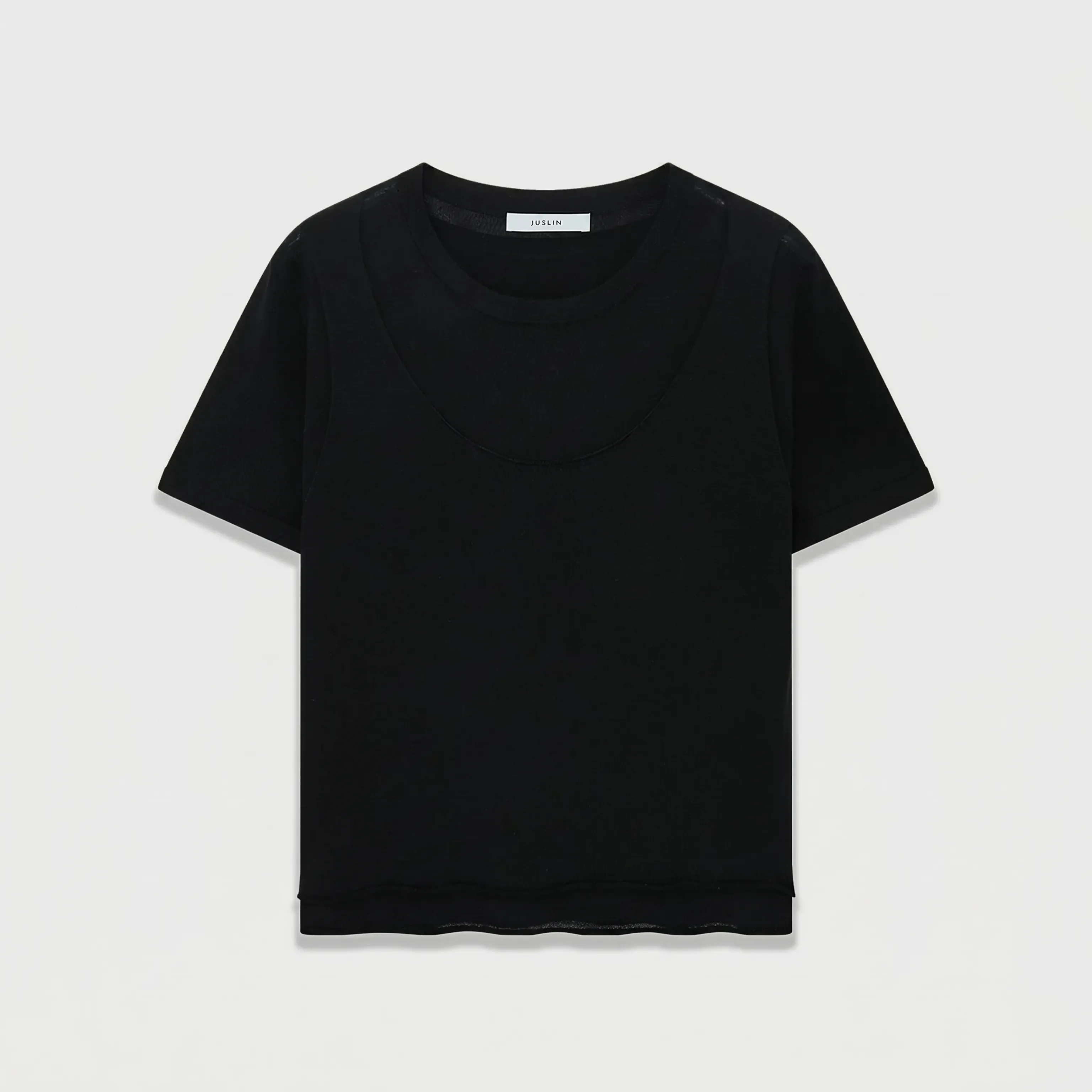 Layered-Neck Knit Tee - Image 8