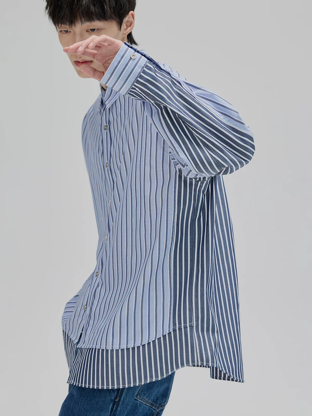 Layered Two-Tone Stripe Shirt - Image 2