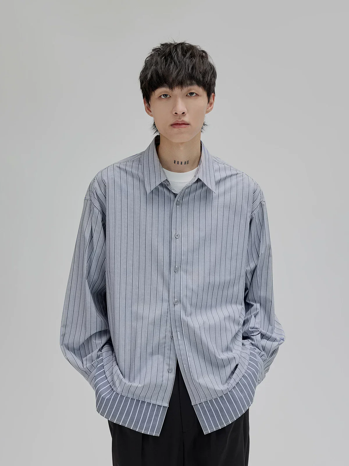 Layered Two-Tone Stripe Shirt - Image 3