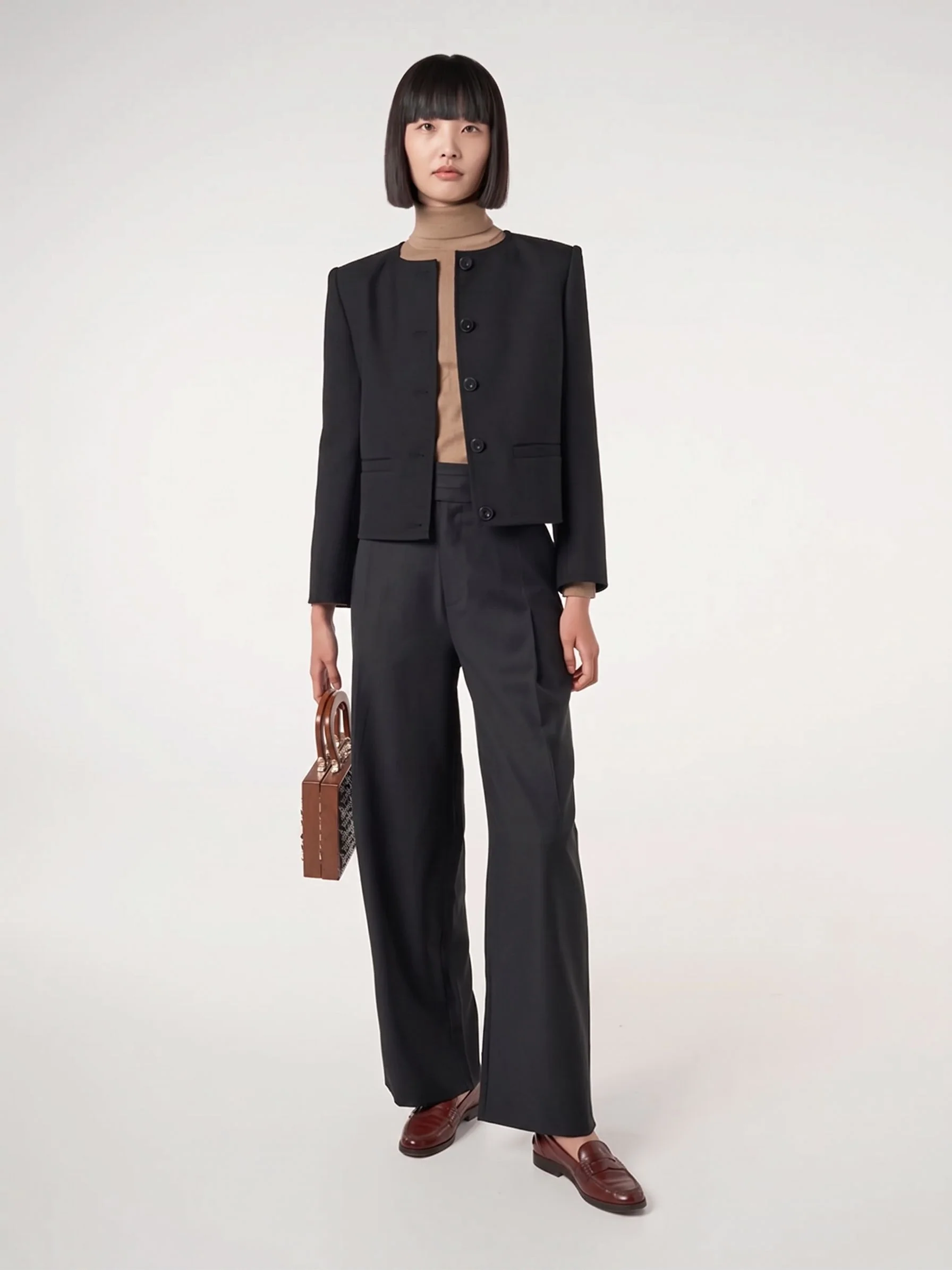 Layered Waist Wide-Leg Trousers