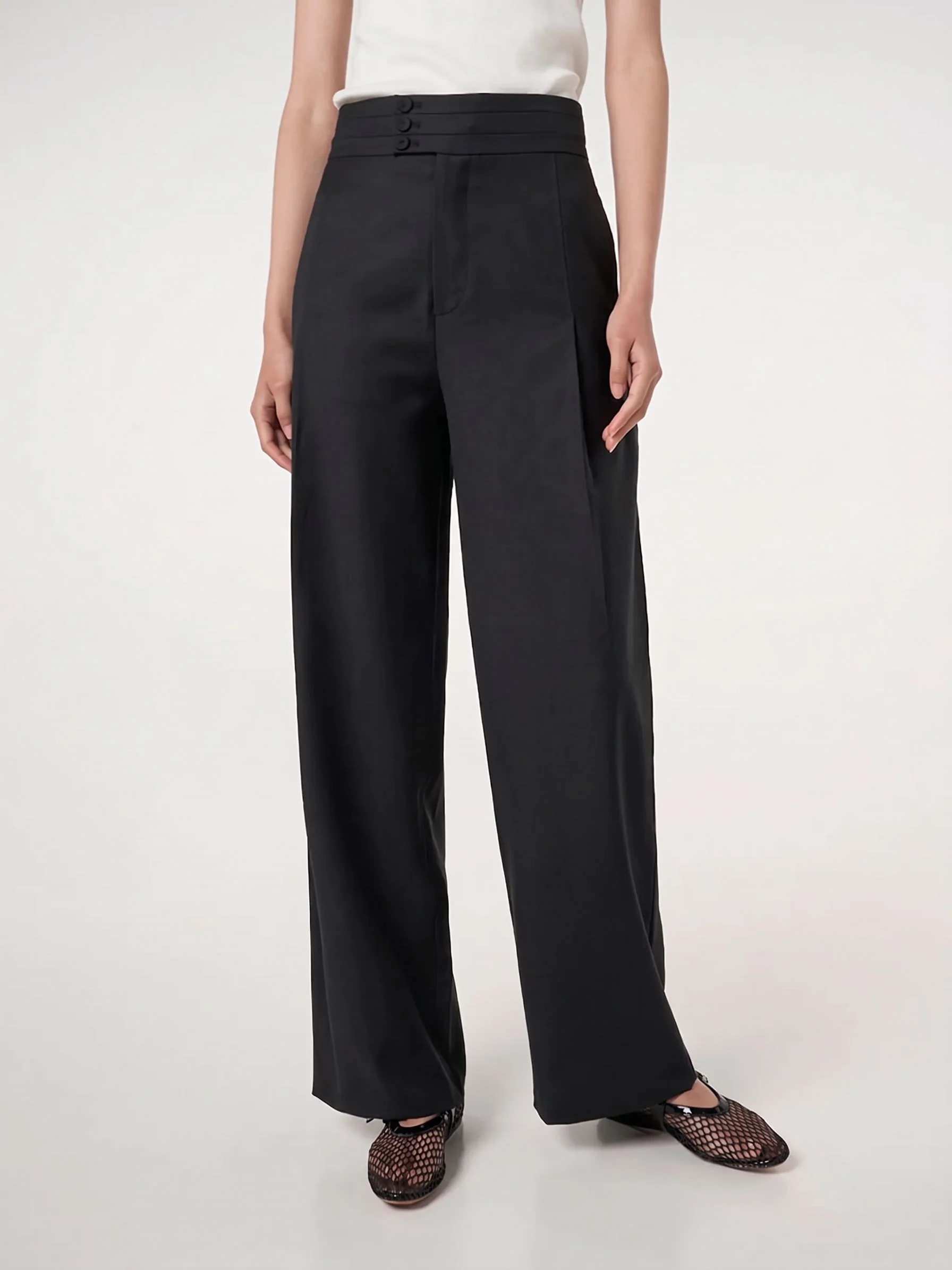 Layered Waist Wide-Leg Trousers - Image 2