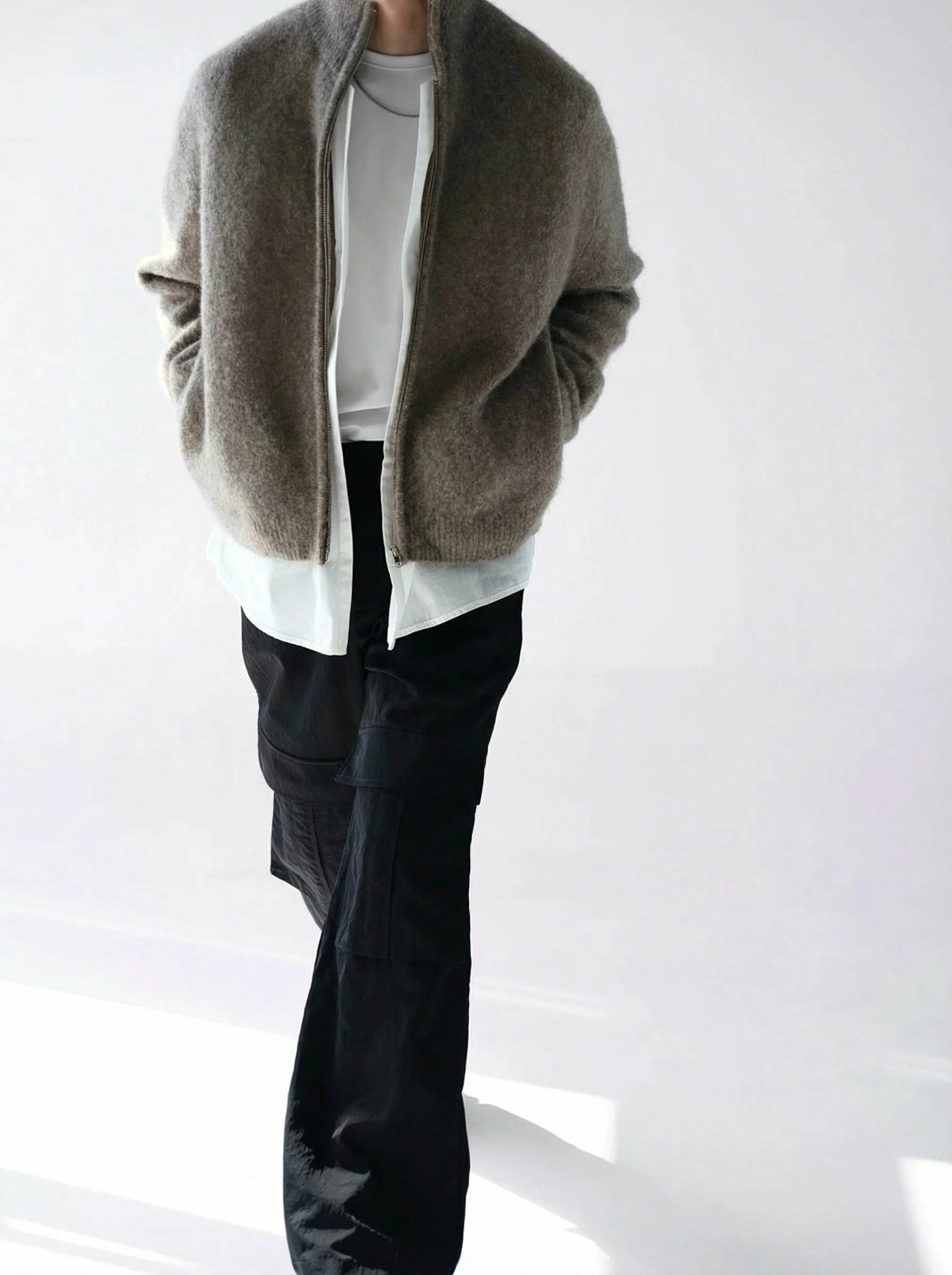 Layered Yak-Alpaca Zip Cardigan - Image 2