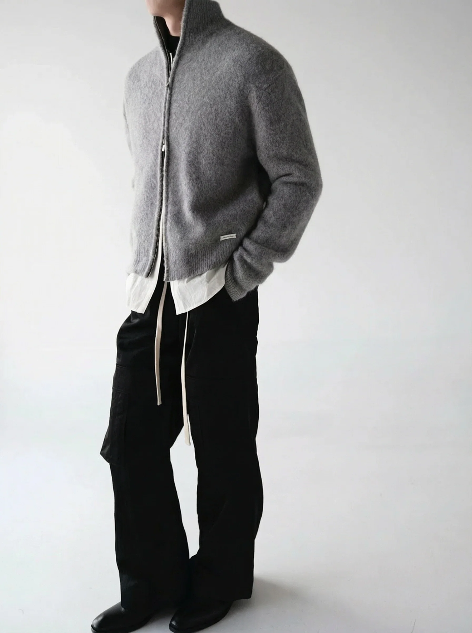 Layered Yak-Alpaca Zip Cardigan - Image 4