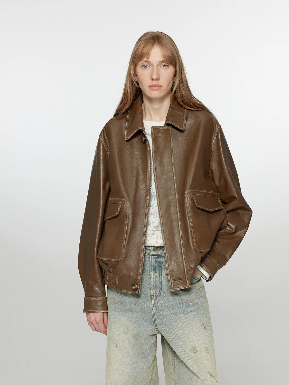 Leather Aviator Jacket - Image 4