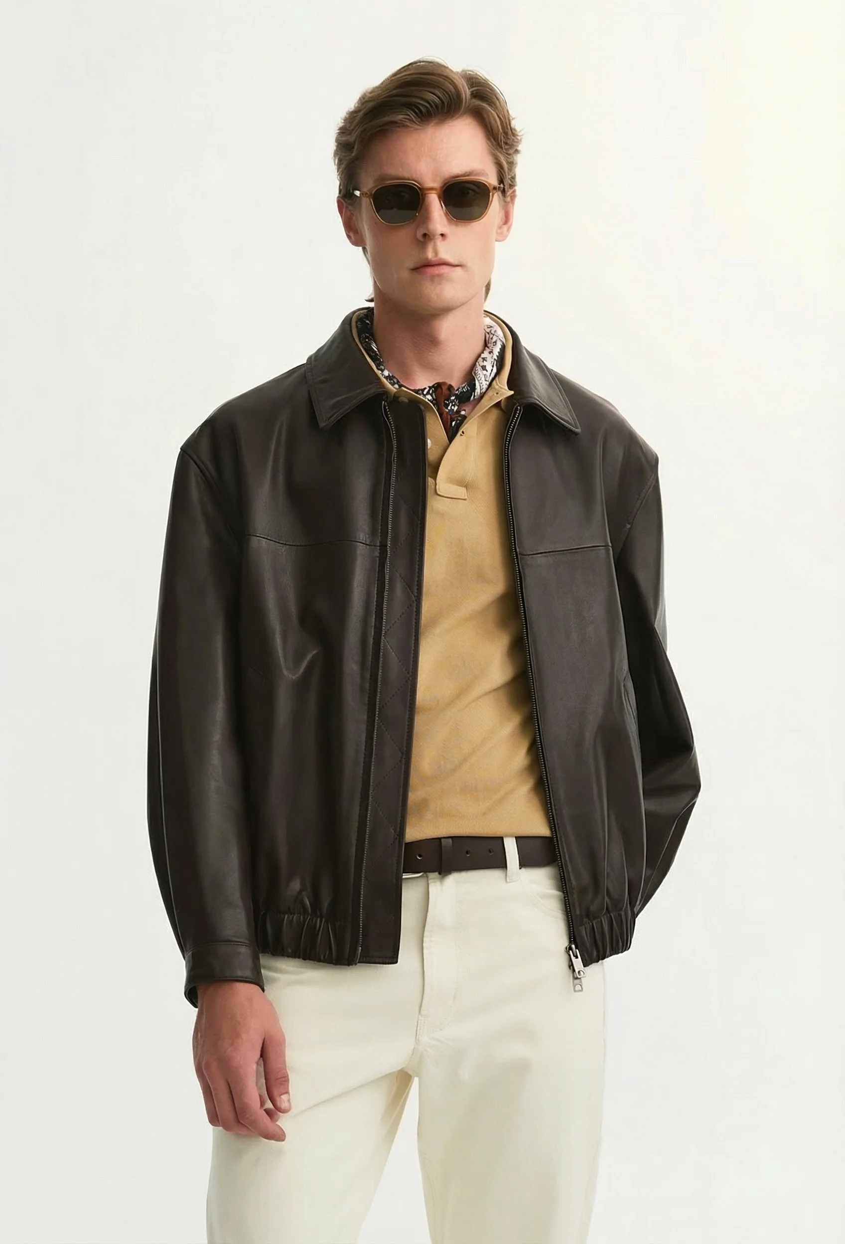 Leather Blouson Jacket