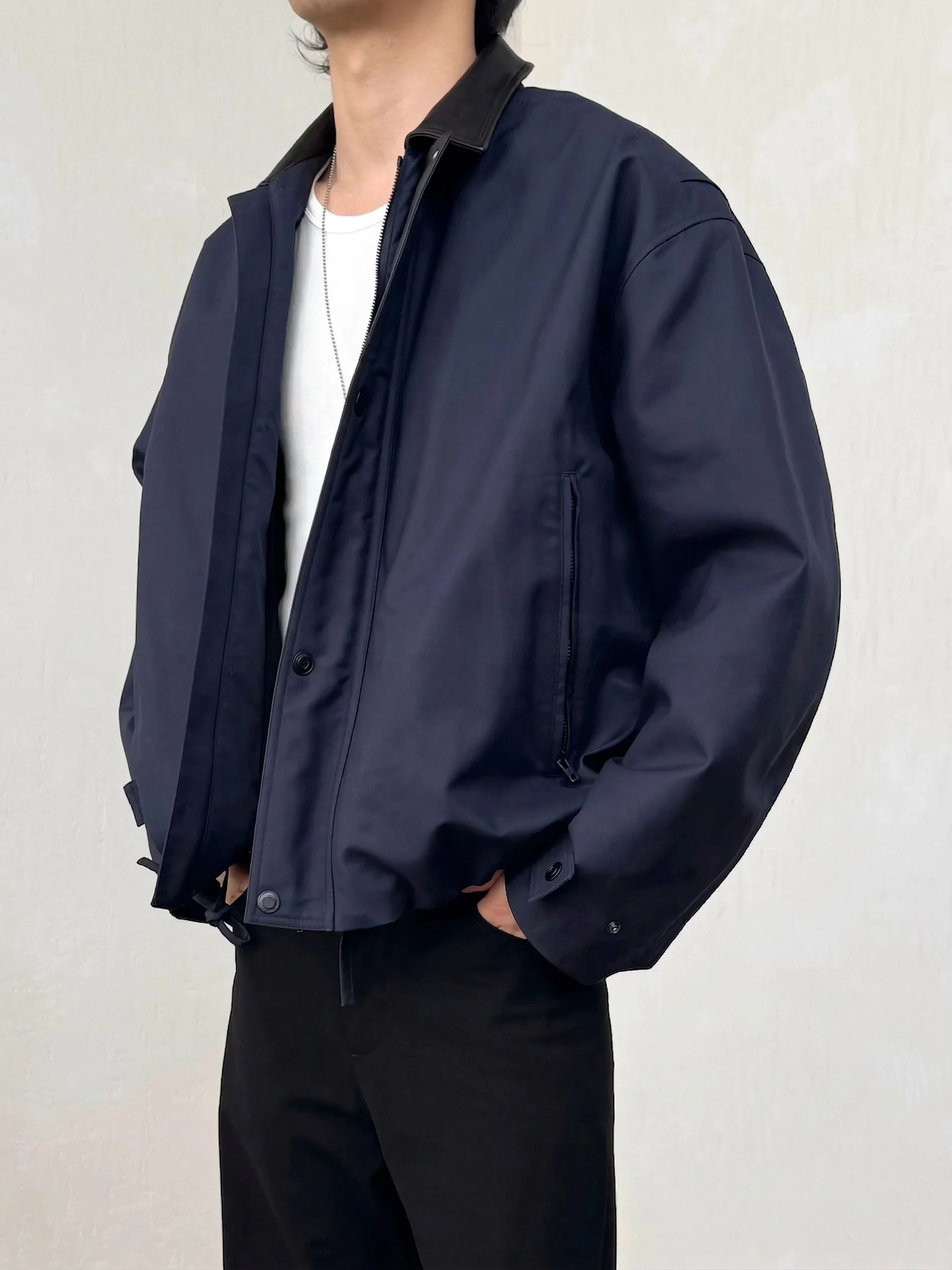 Leather Collar Blouson - Image 2