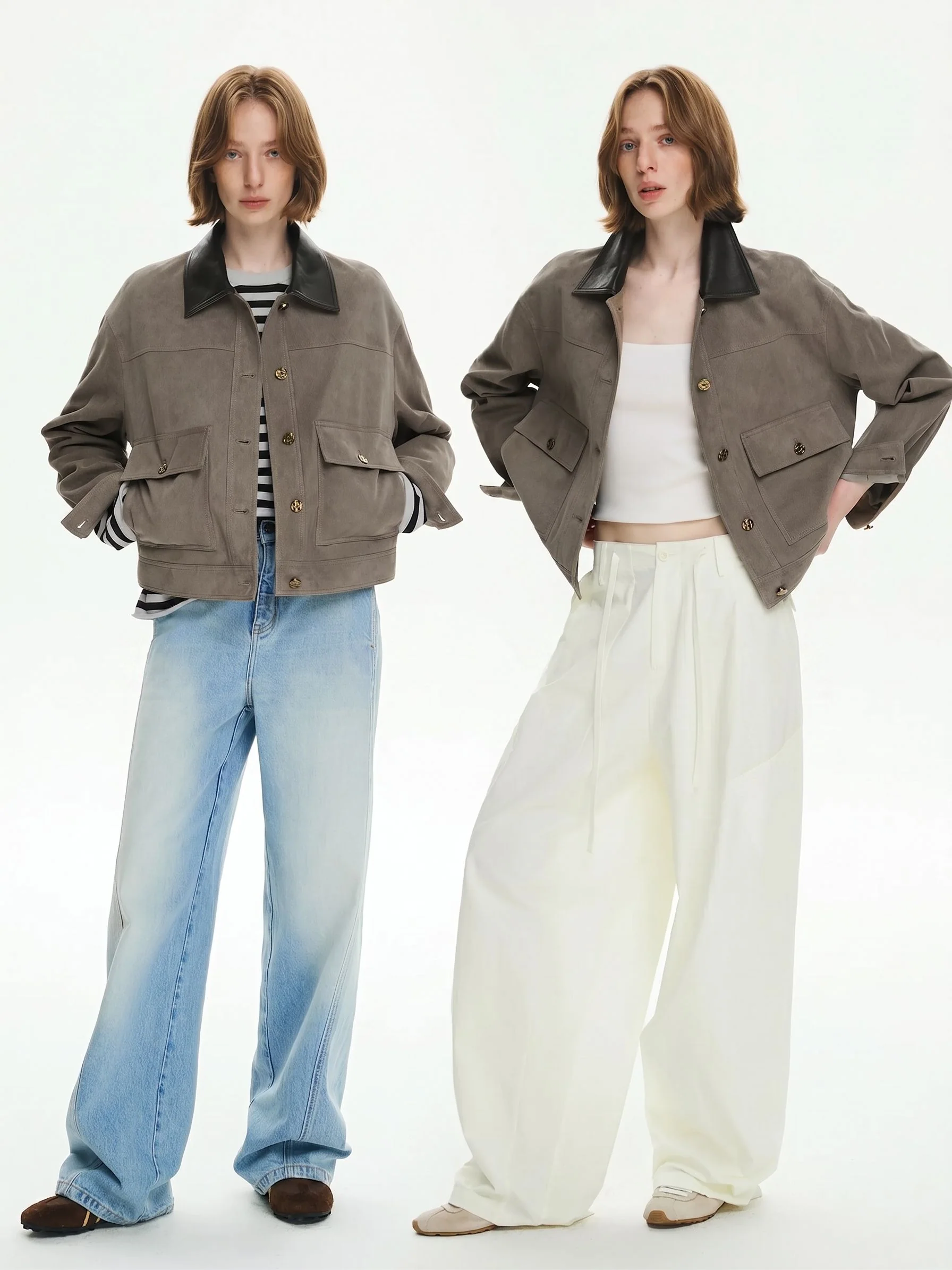 Leather Collar Corduroy Jacket - Image 2