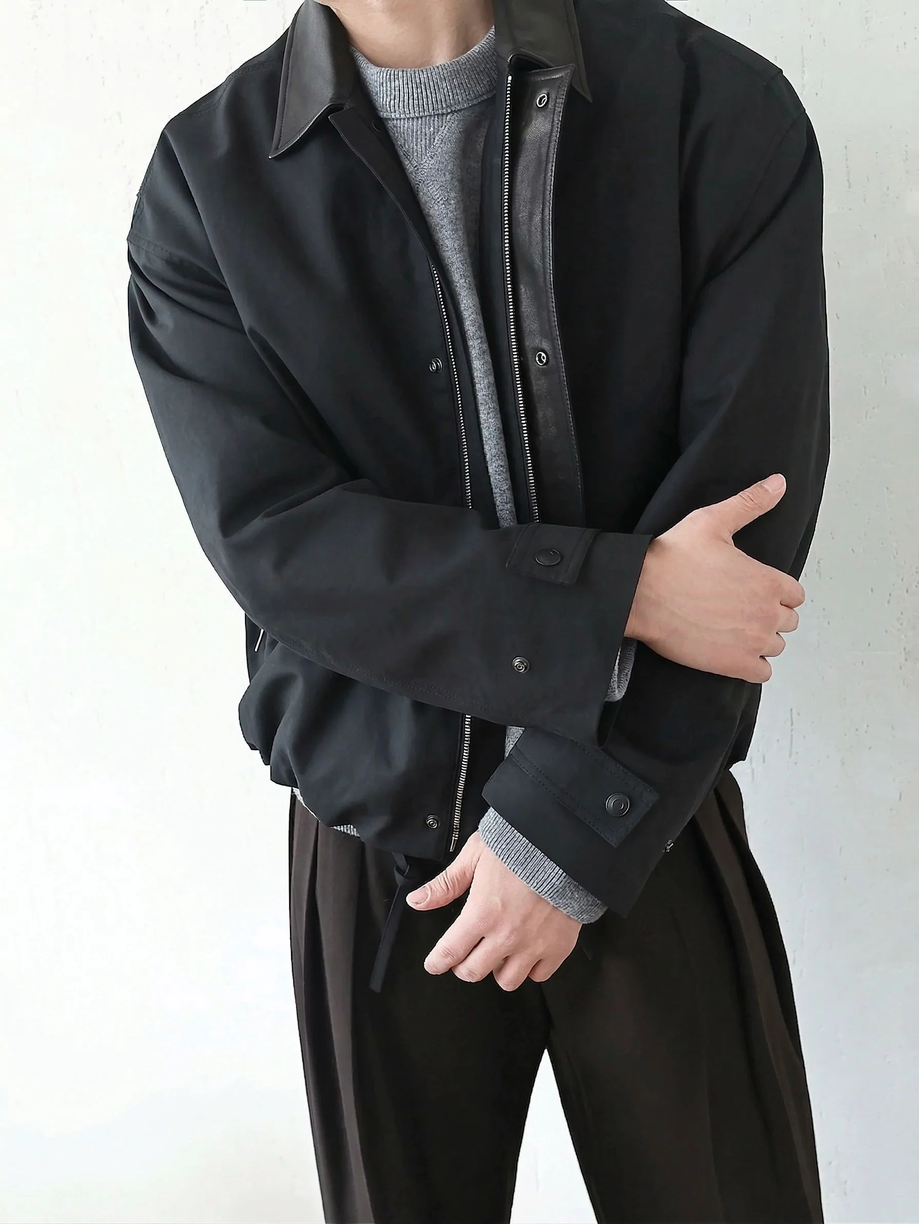 Leather Collar Jacket