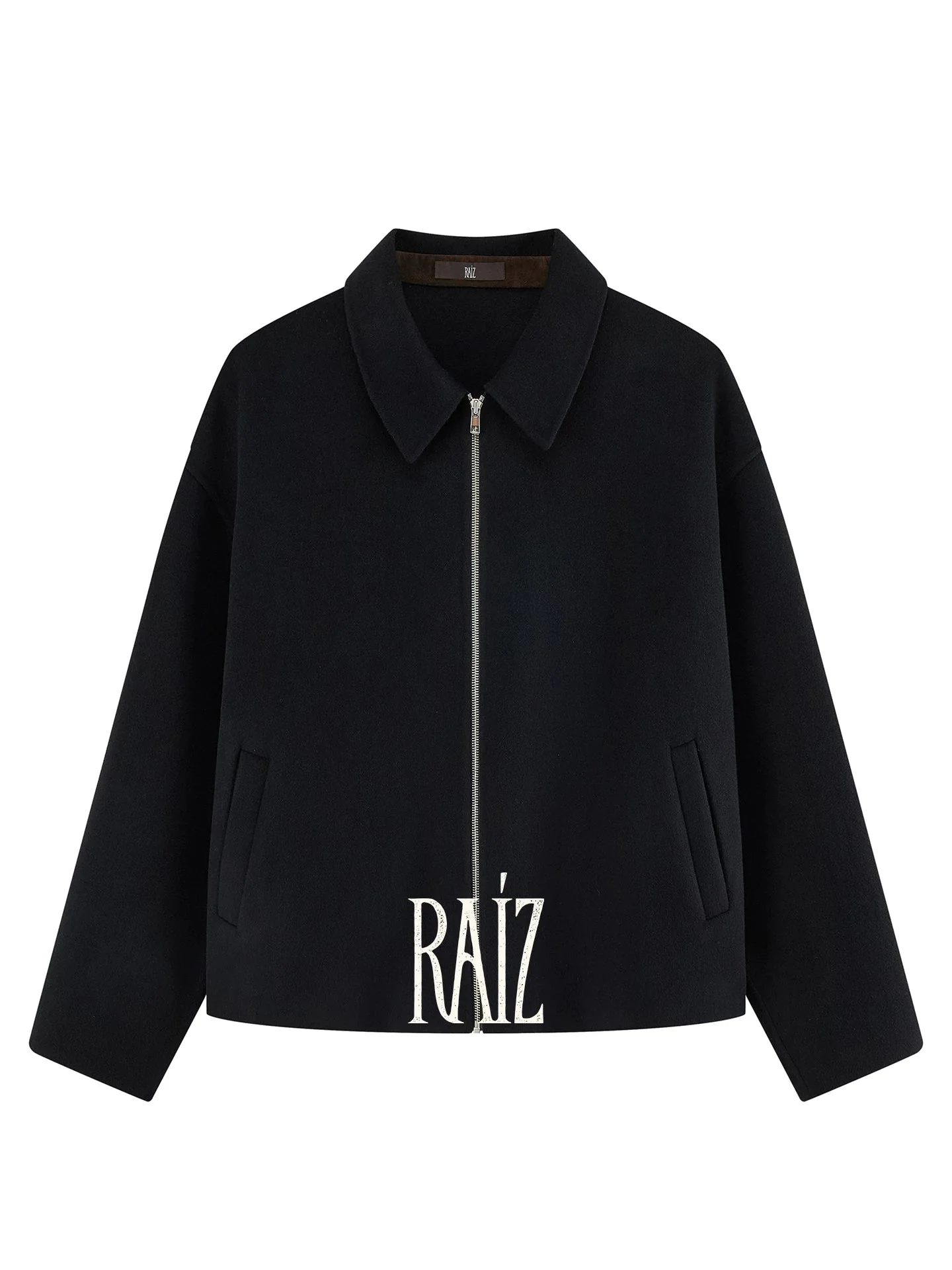 Leather Collar Zip Jacket - Image 2