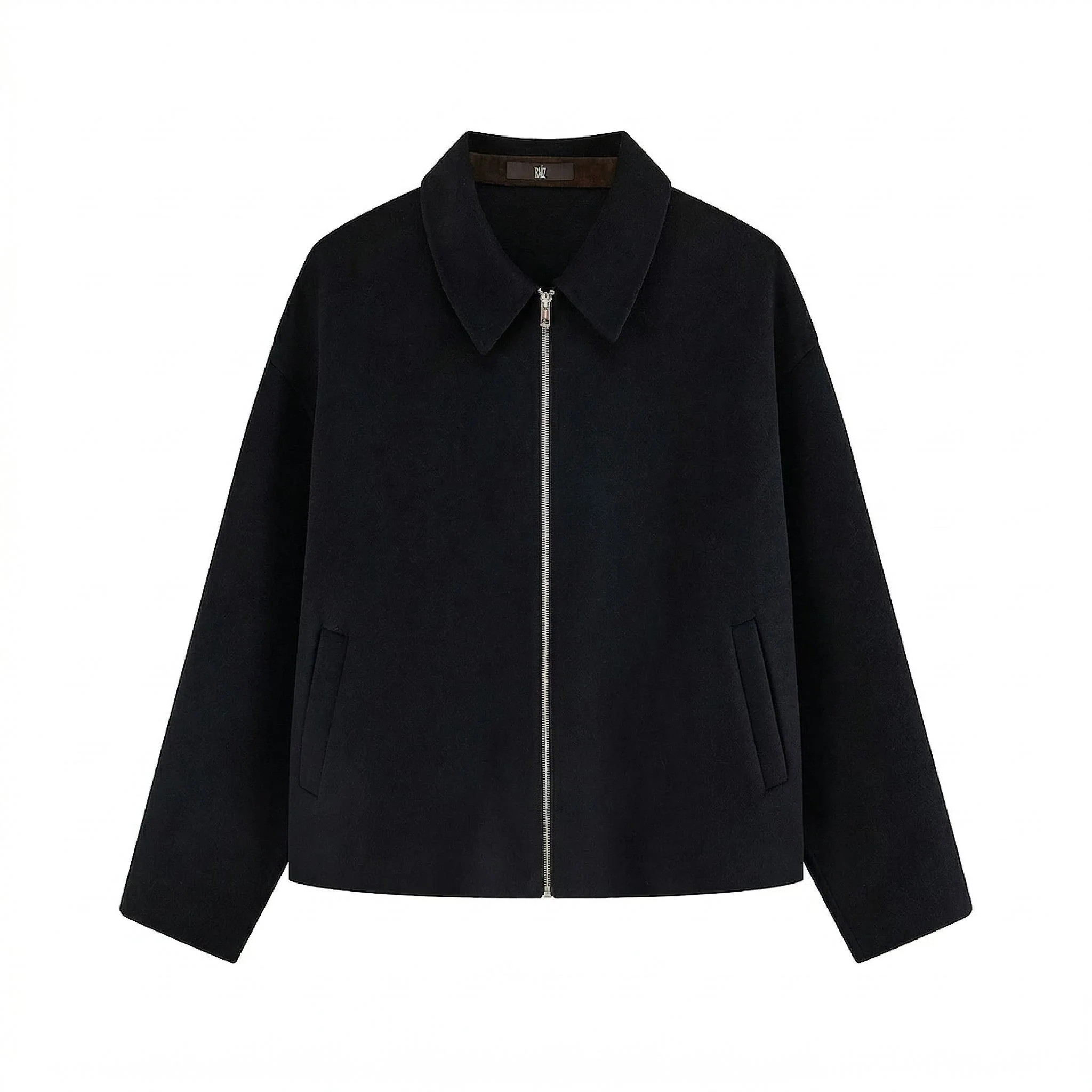 Leather Collar Zip Jacket - Image 4