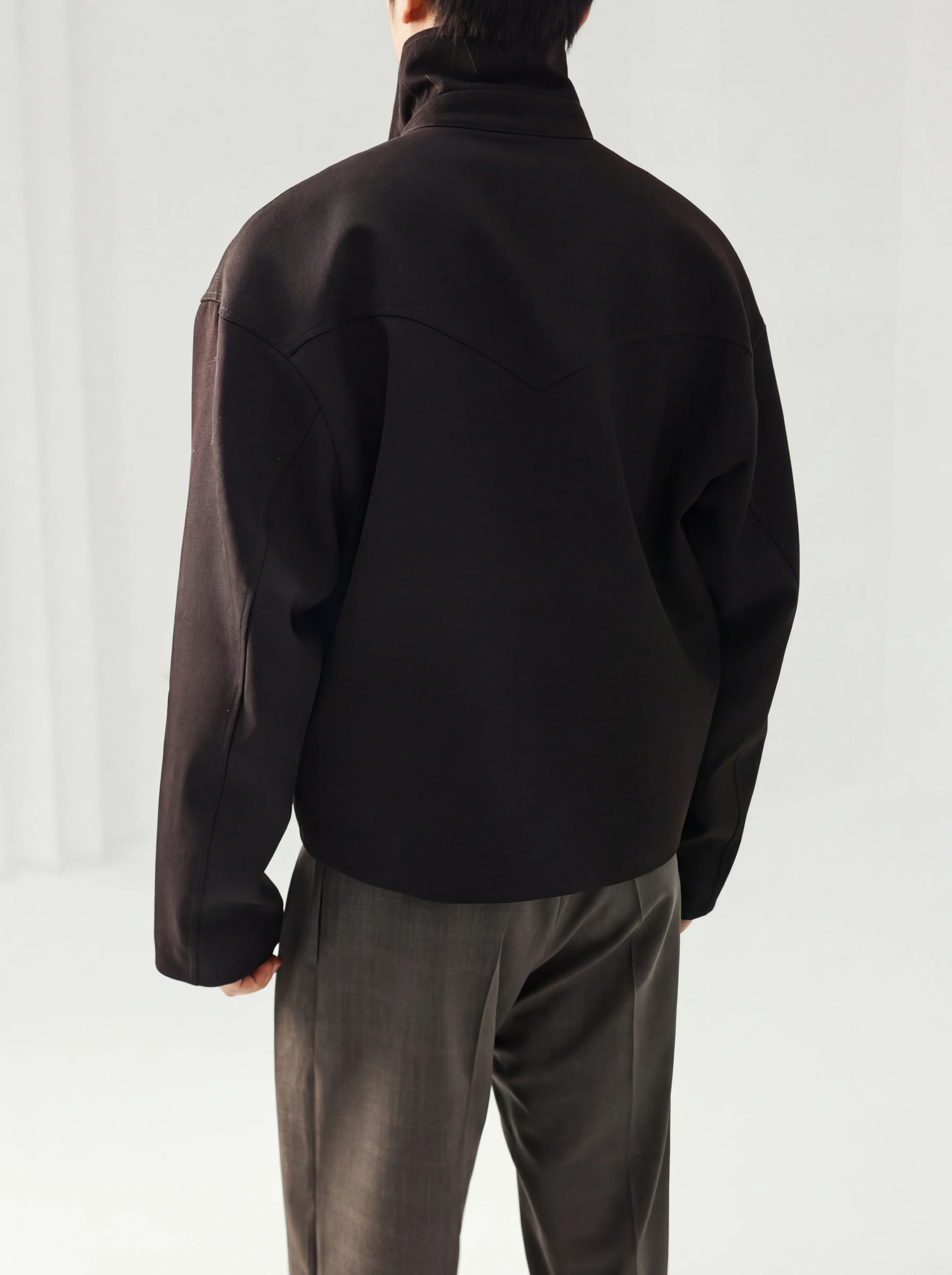 Leather Collar Zip Jacket - Image 4