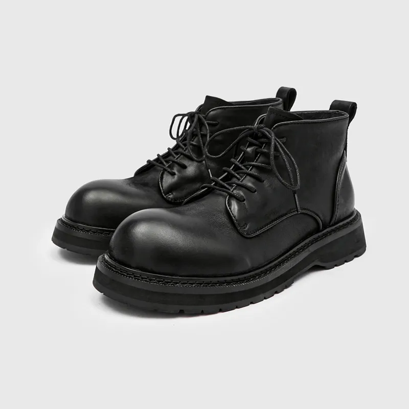 Leather Lace-Up Derby Boots - Image 4