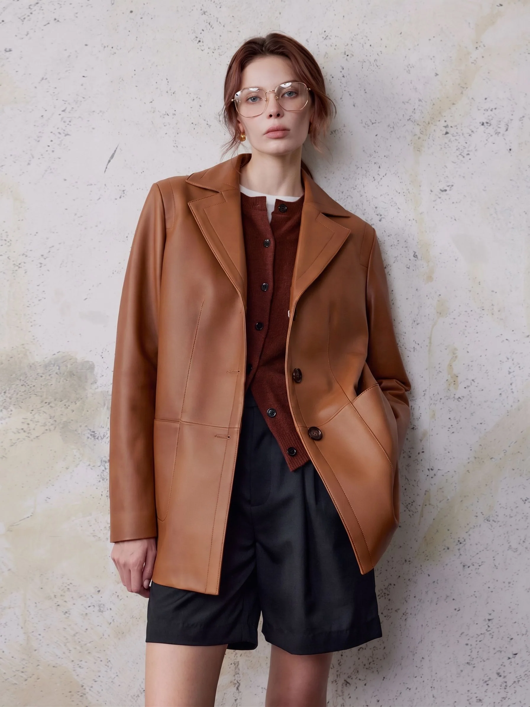 Leather Long Blazer