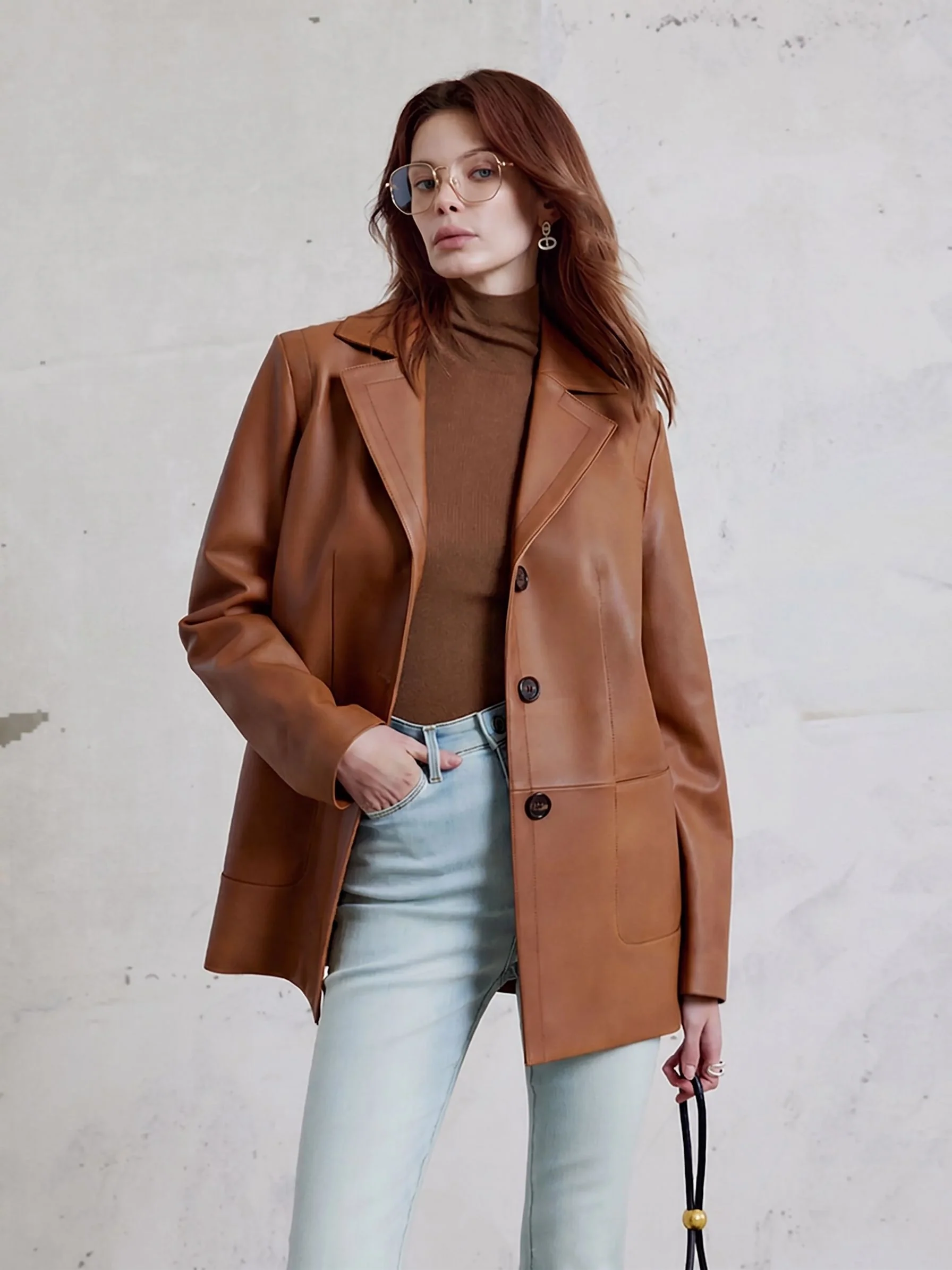 Leather Long Blazer - Image 5