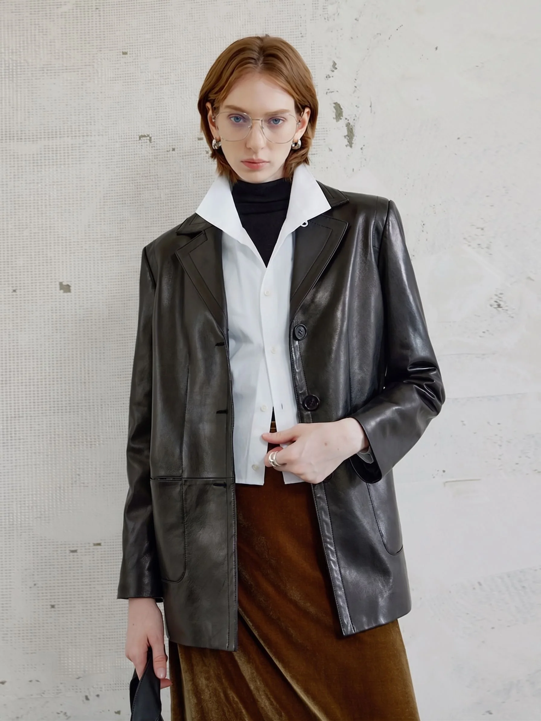 Leather Long Blazer - Image 6