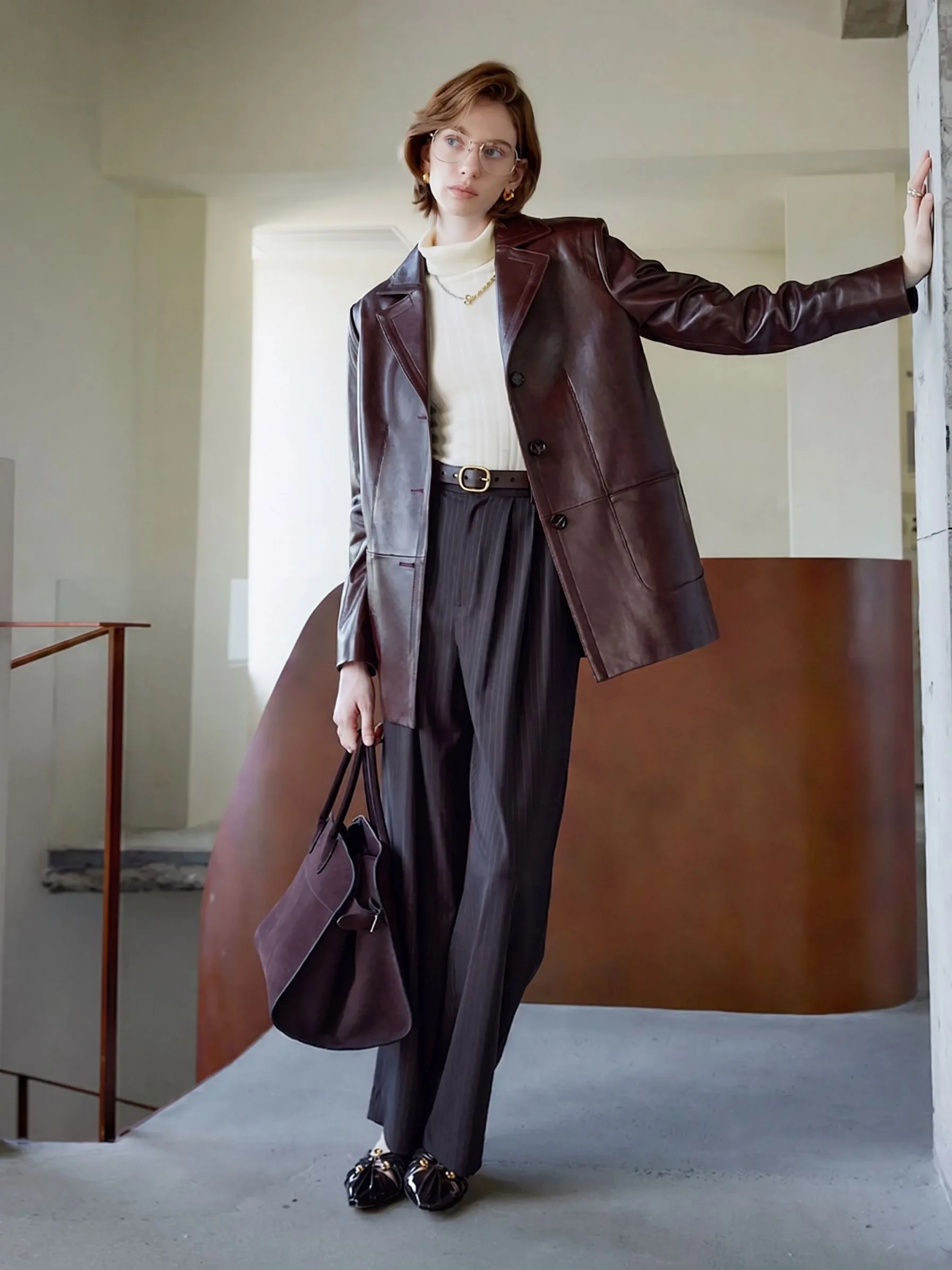 Leather Long Blazer - Image 7