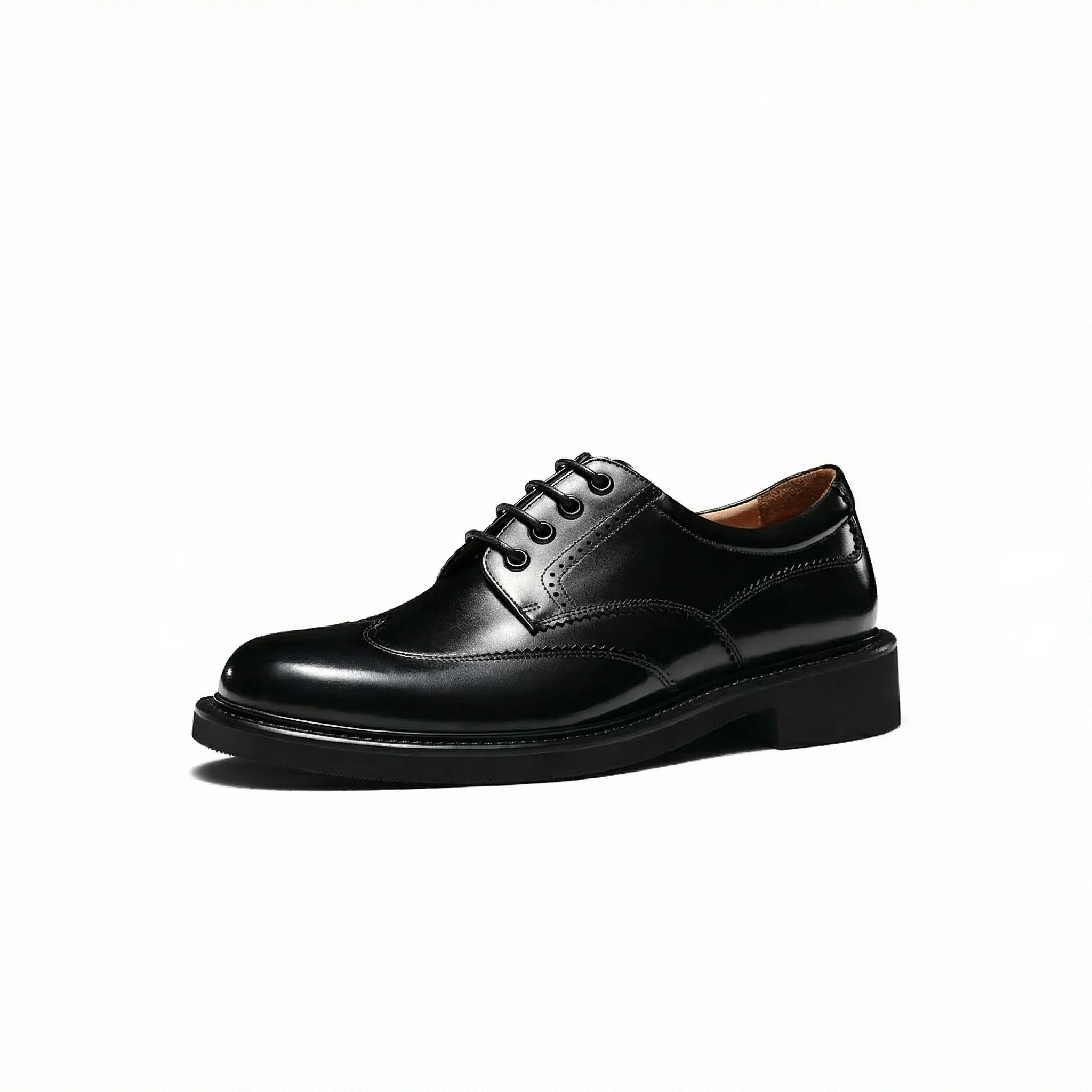 Leather Round Toe Derby Shoes