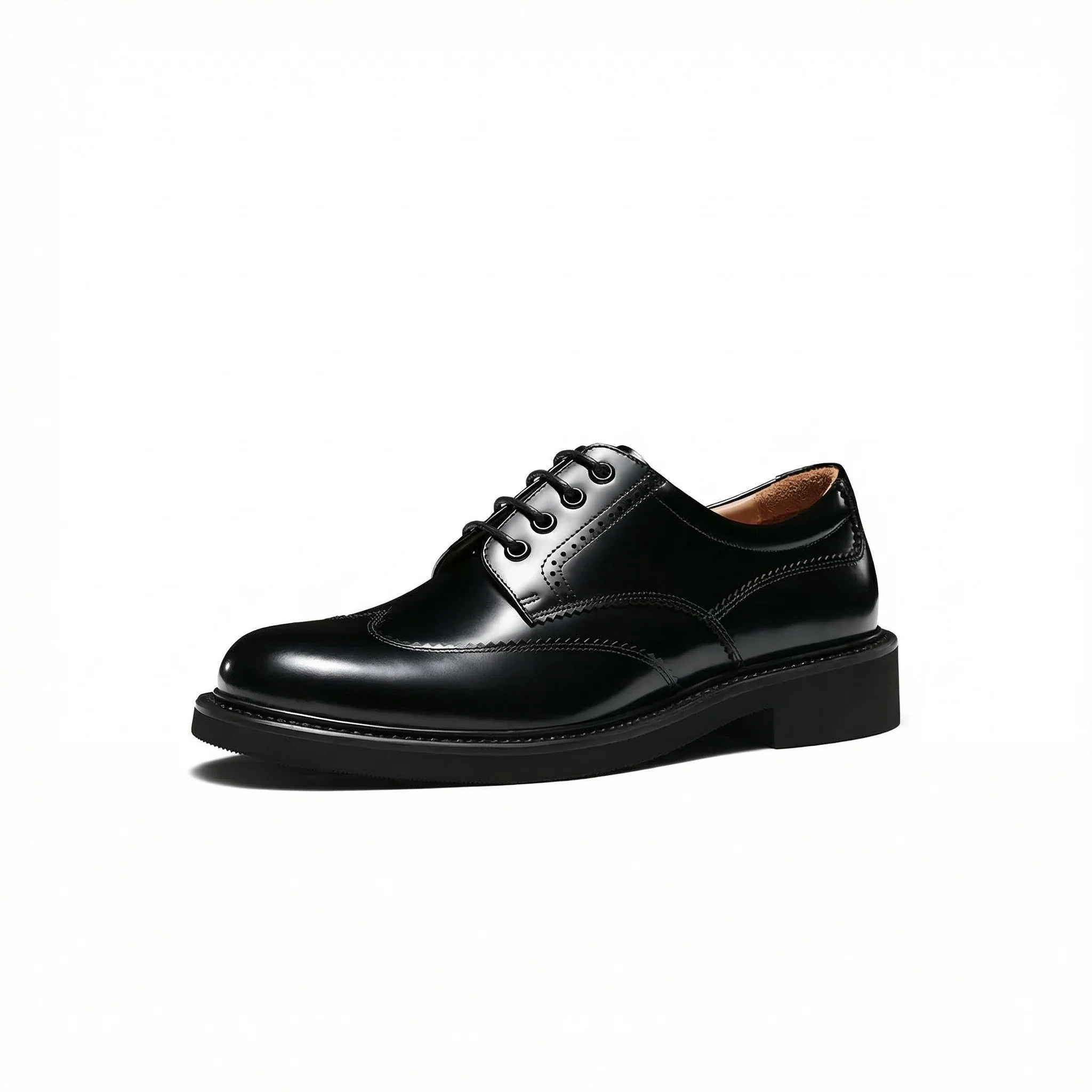 Leather Round Toe Derby Shoes - Image 2