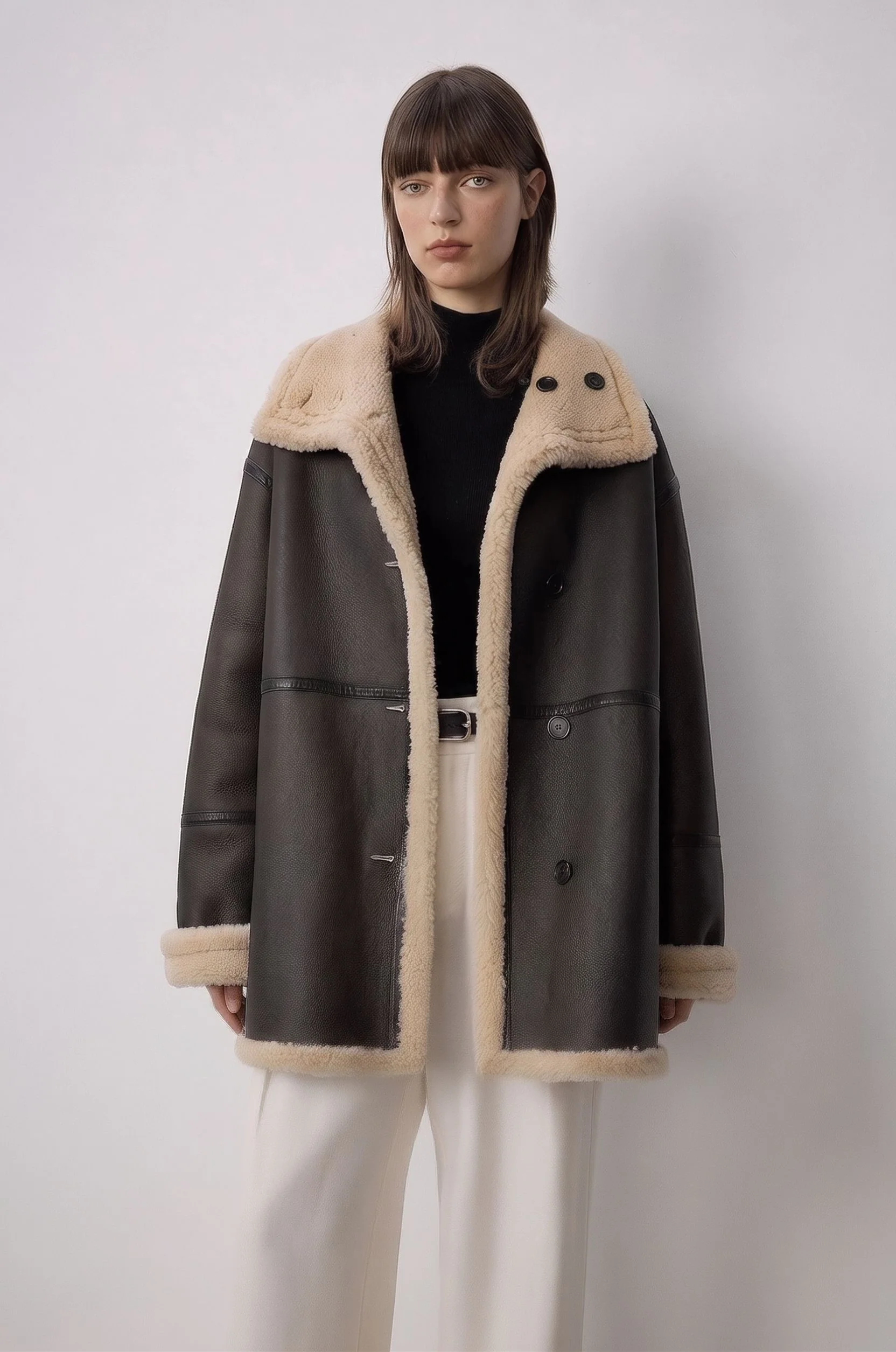 Leather Shearling Coat