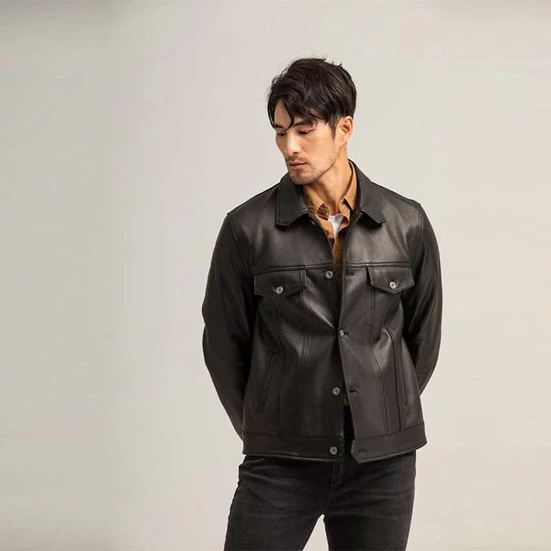 Leather Trucker Jacket - Image 4