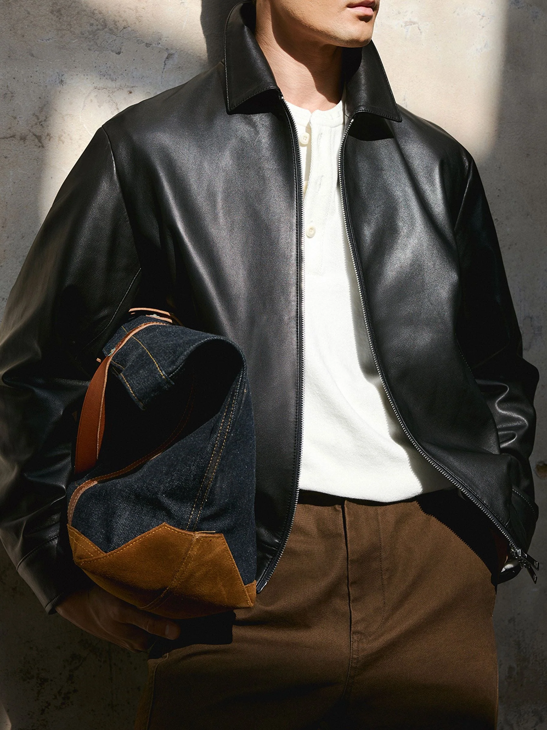 Leather Zip Blouson - Image 2