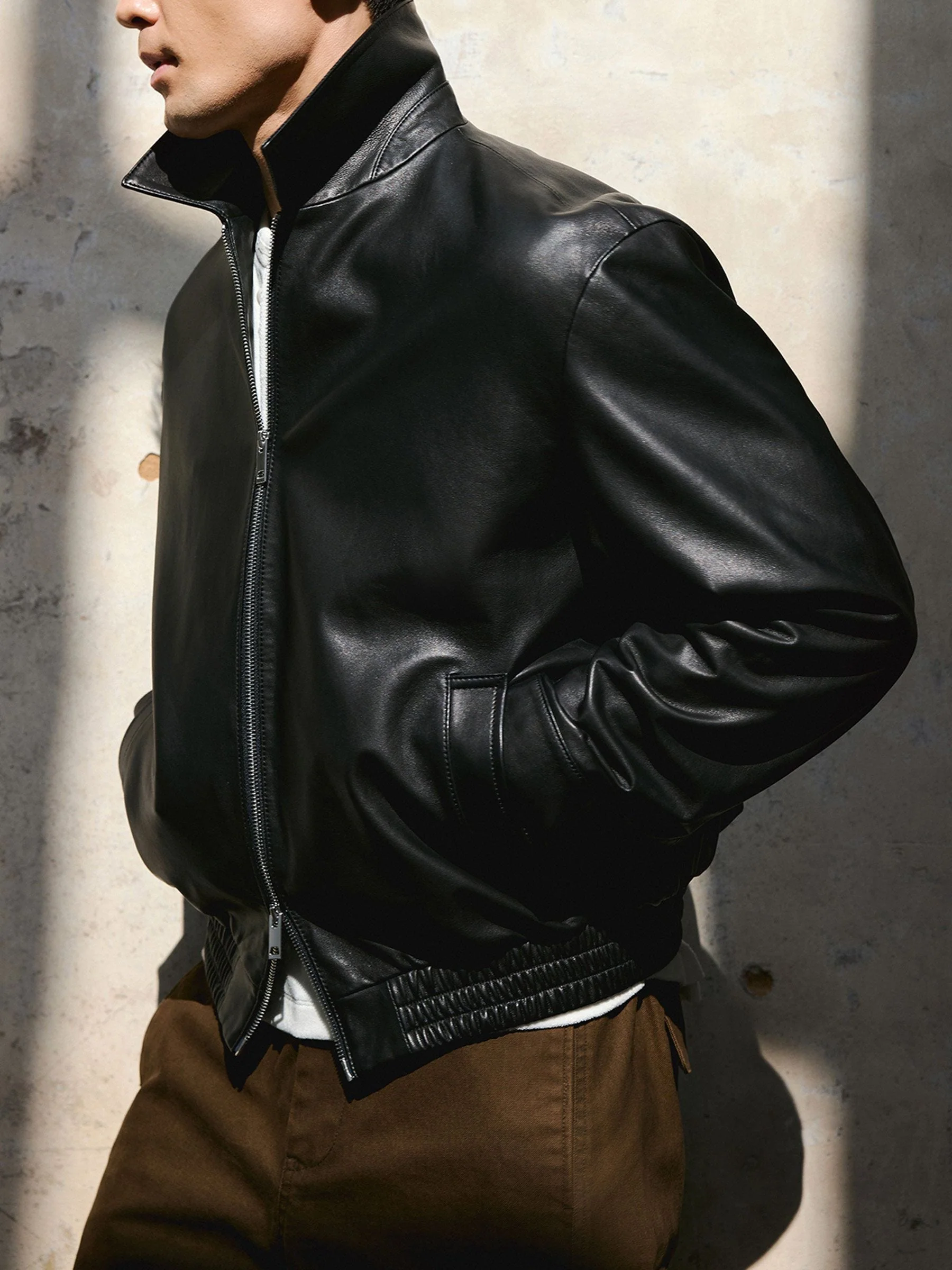 Leather Zip Blouson - Image 4