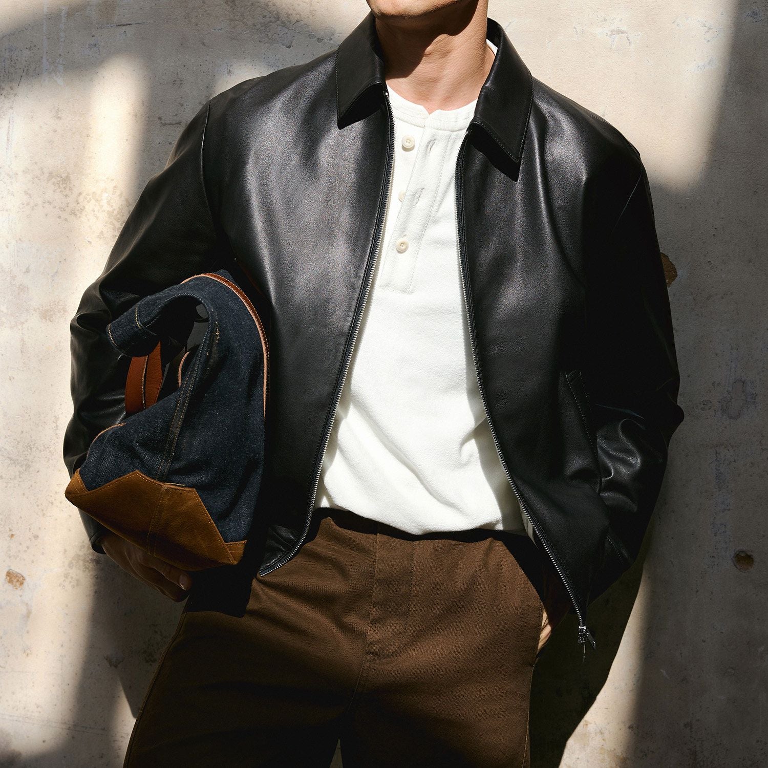 Leather Zip Blouson - Image 5