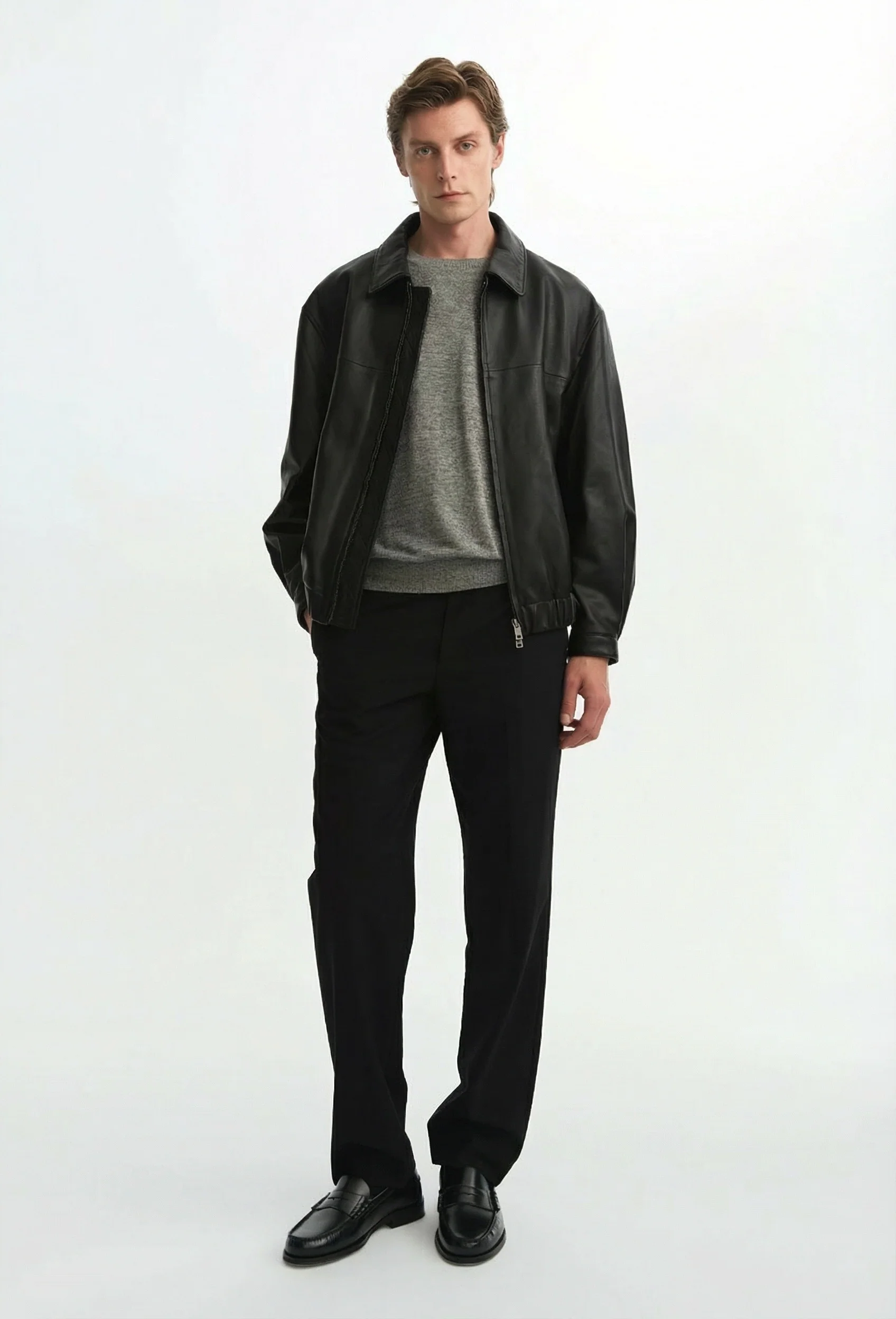 Leather Zip Bomber