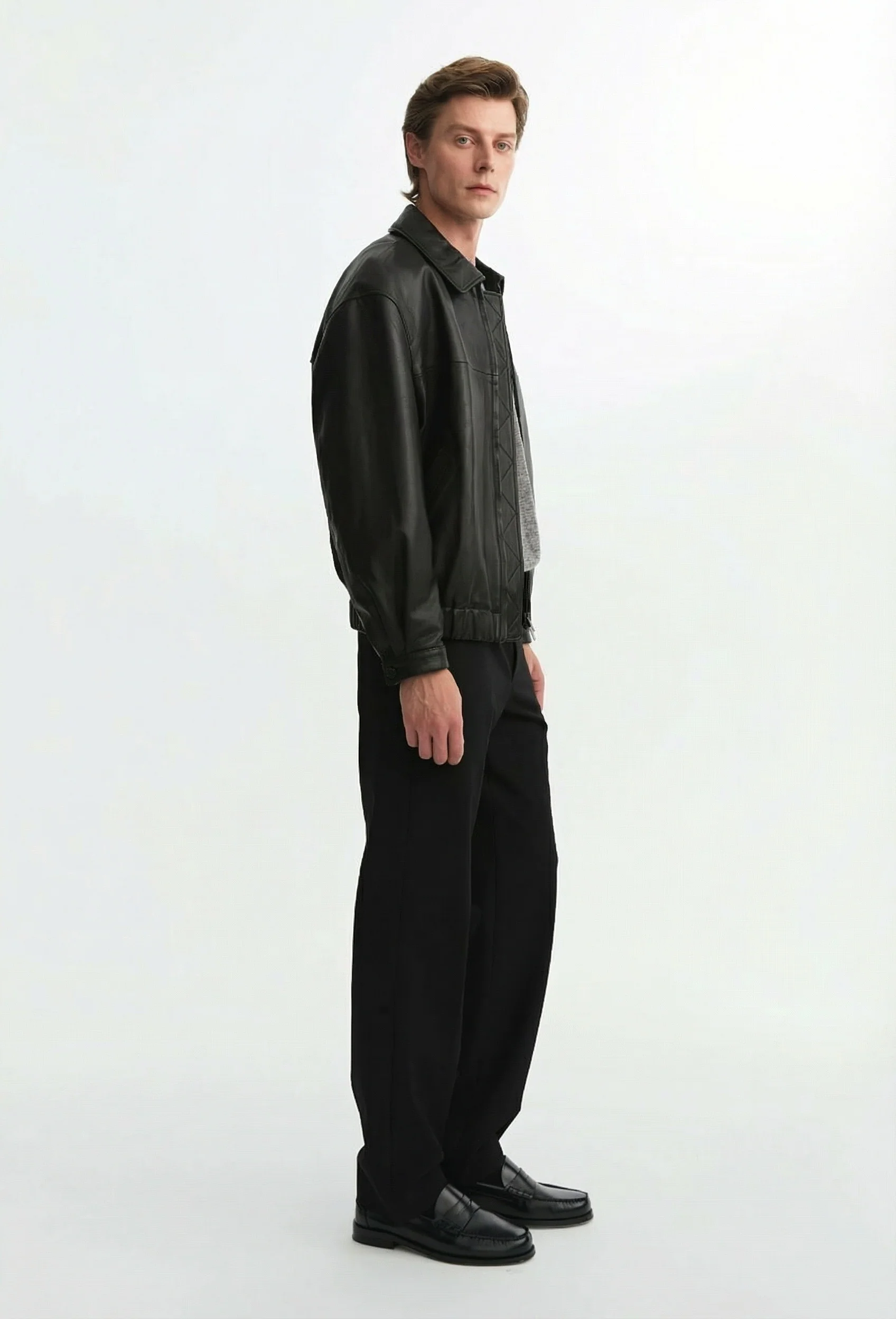 Leather Zip Bomber - Image 2