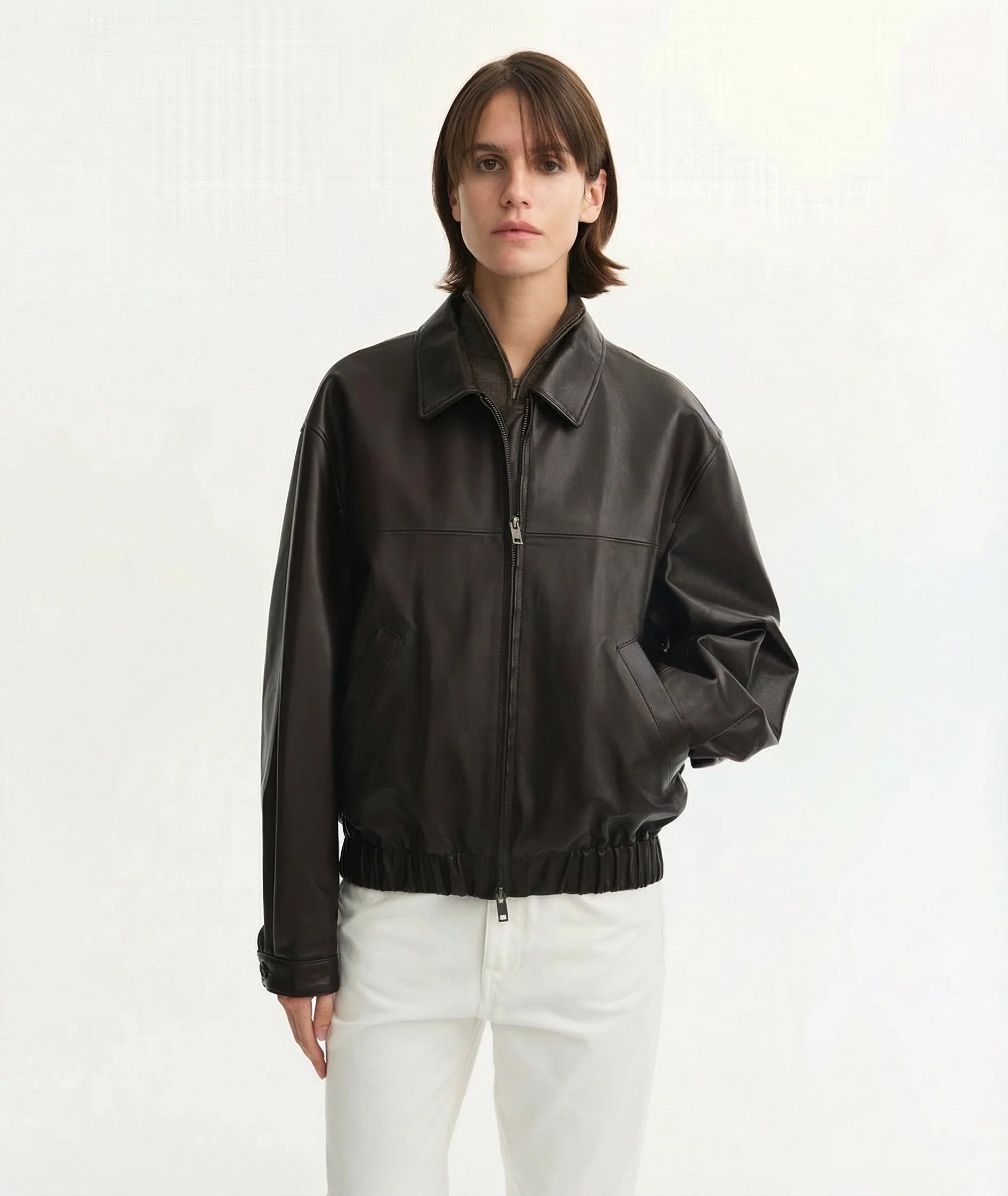 Leather Zip Bomber - Image 7