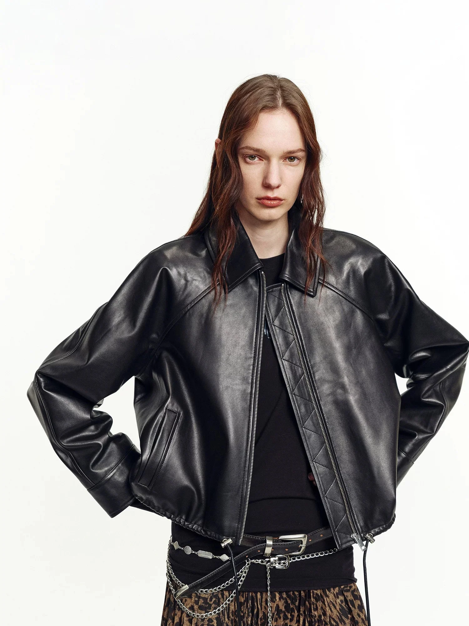 Leather Zip Bomber - Image 4