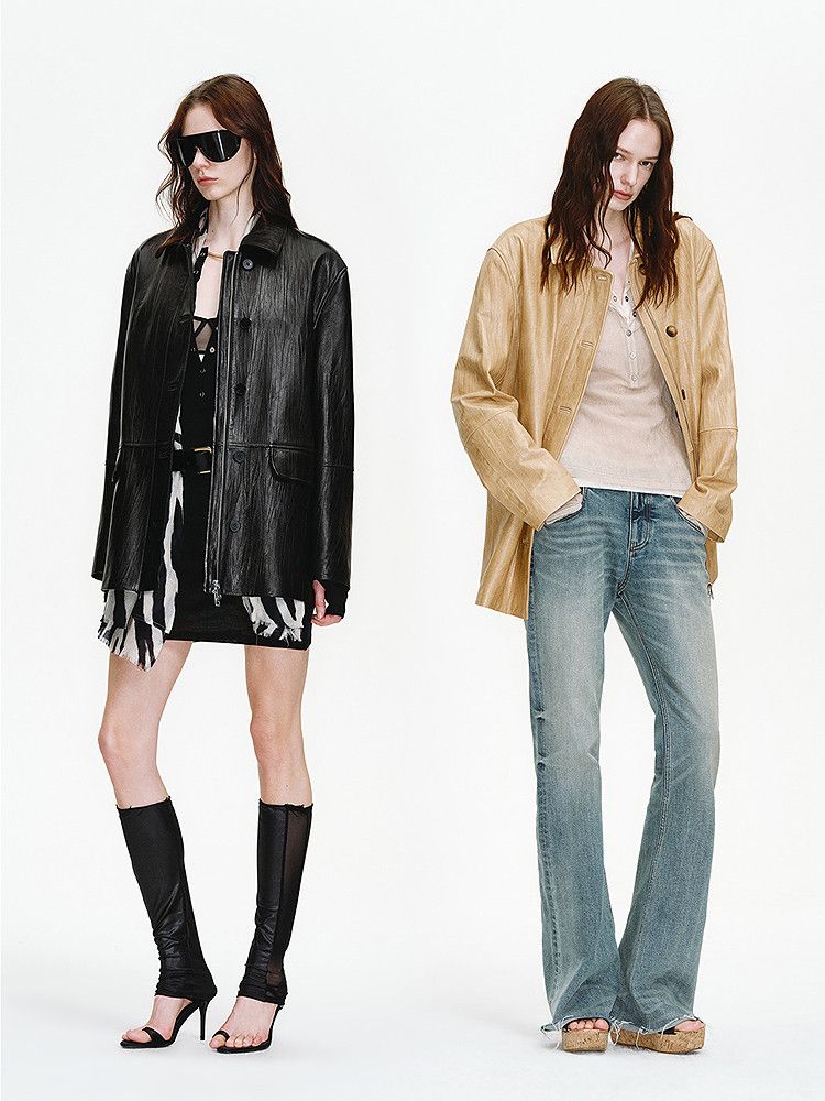 Leather Zip Shirt Jacket - Image 3