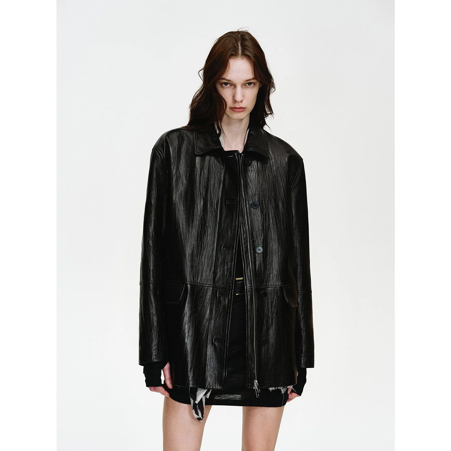 Leather Zip Shirt Jacket - Image 6