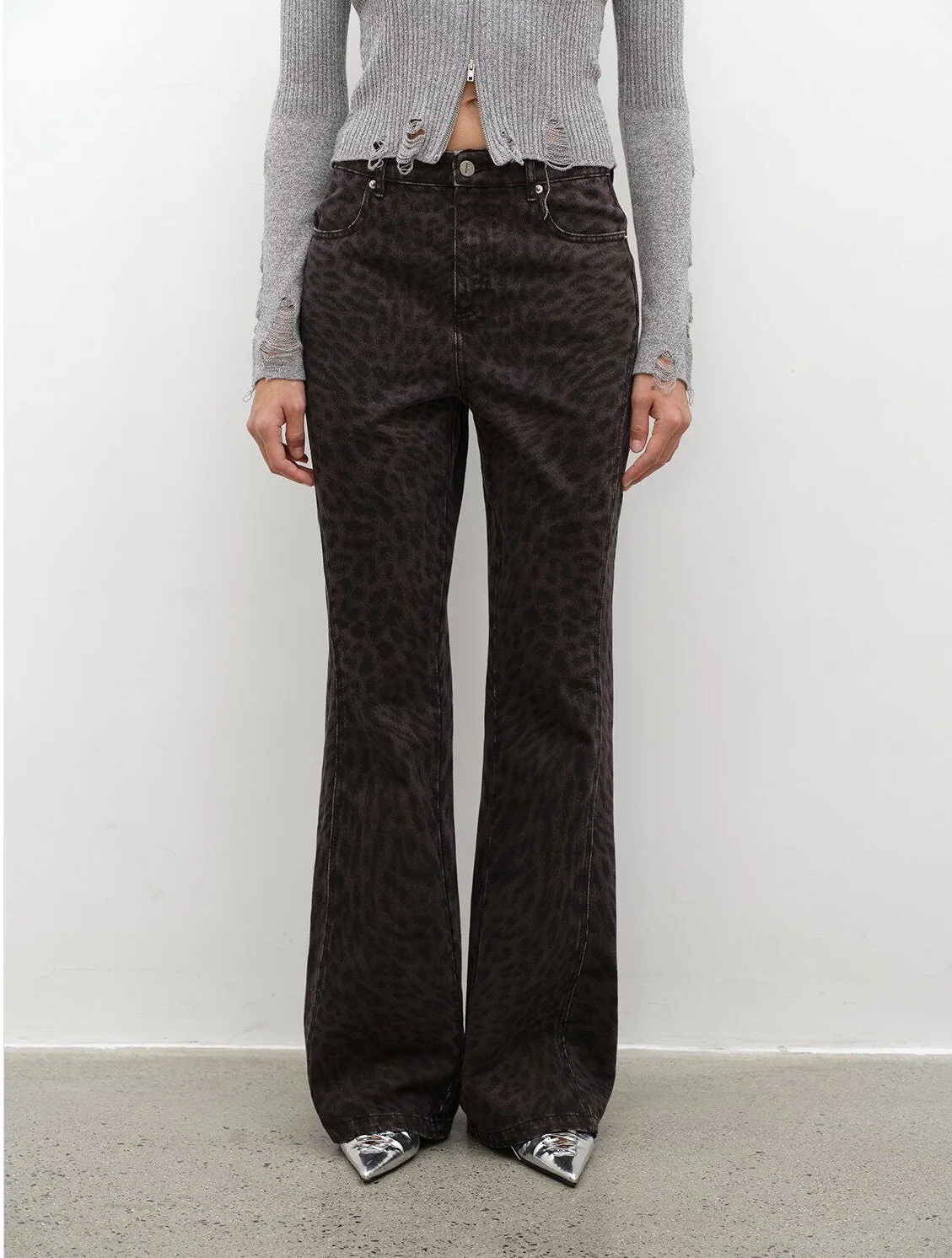 Leopard Flare Jeans - Image 7