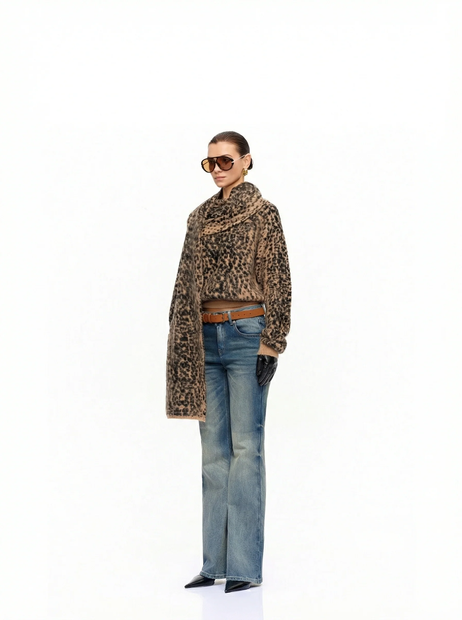 Leopard Scarf Sweater - Image 2