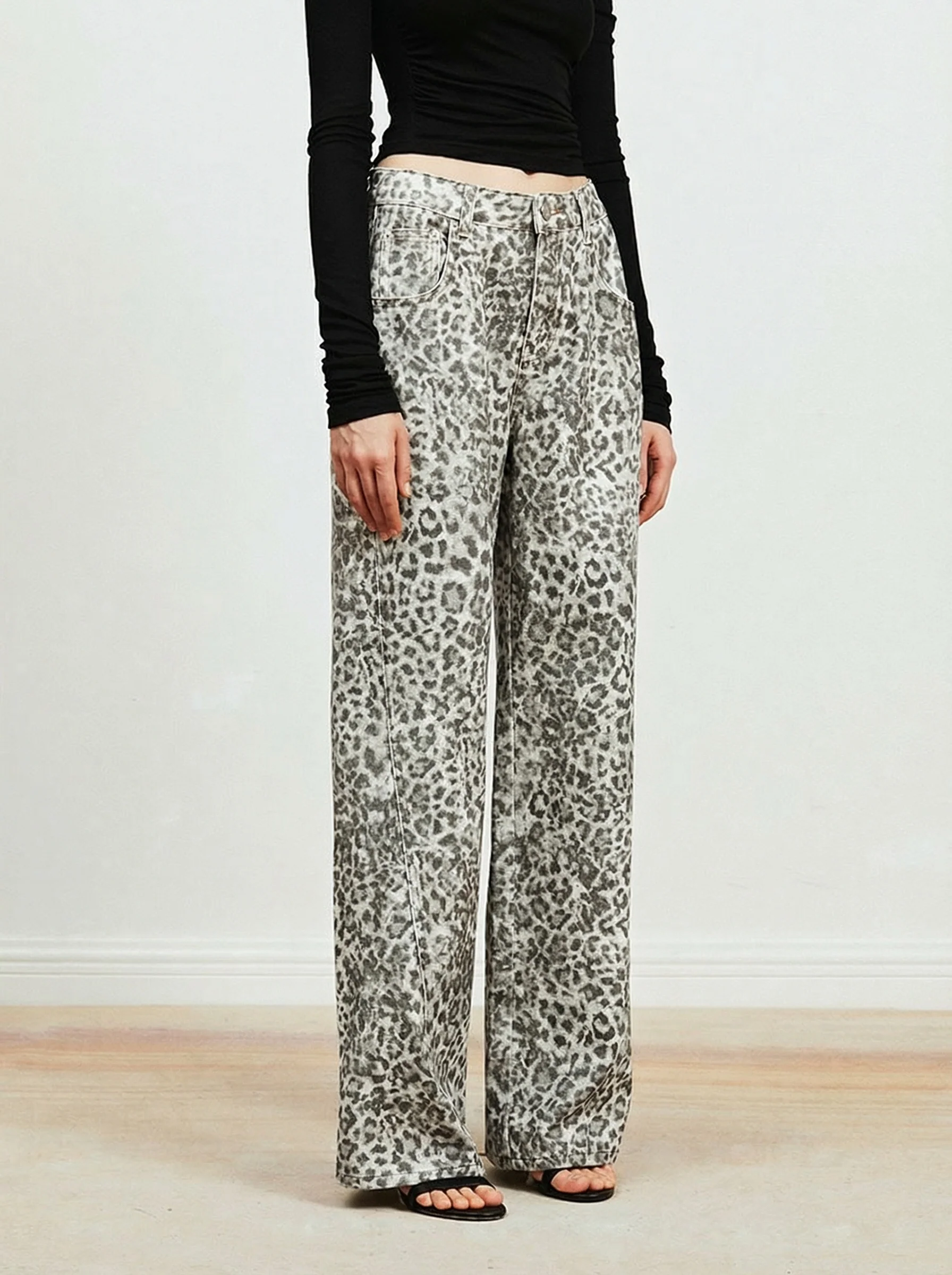 Leopard Wide-Leg Jeans
