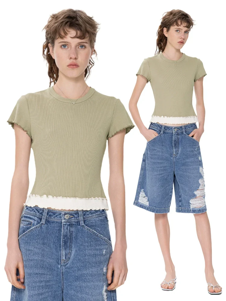 Lettuce-Edge Ribbed Tee - Image 2